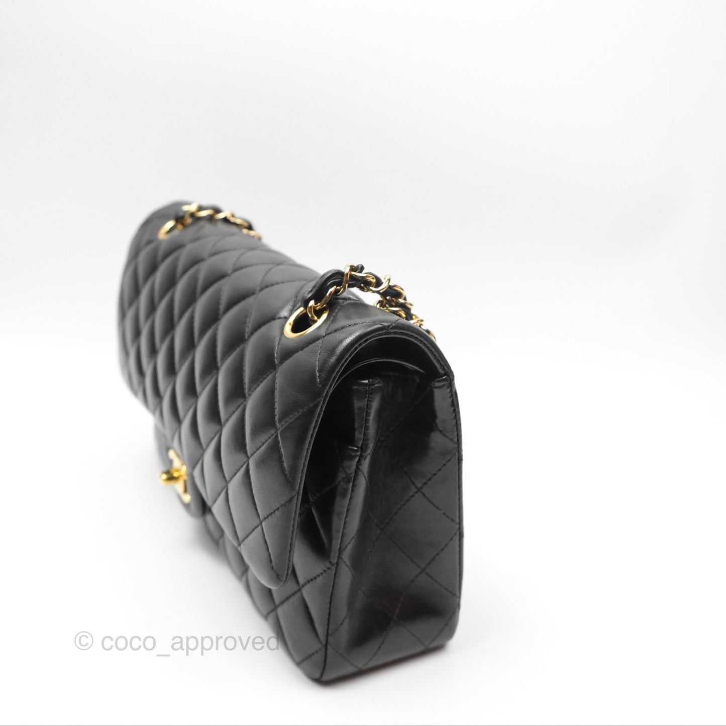 Chanel Classic M/L Medium Flap Quilted Black Lambskin Gold Hardware