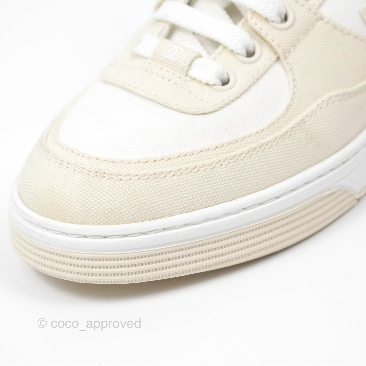 Chanel Ivory Beige White Sneakers Size 37.5