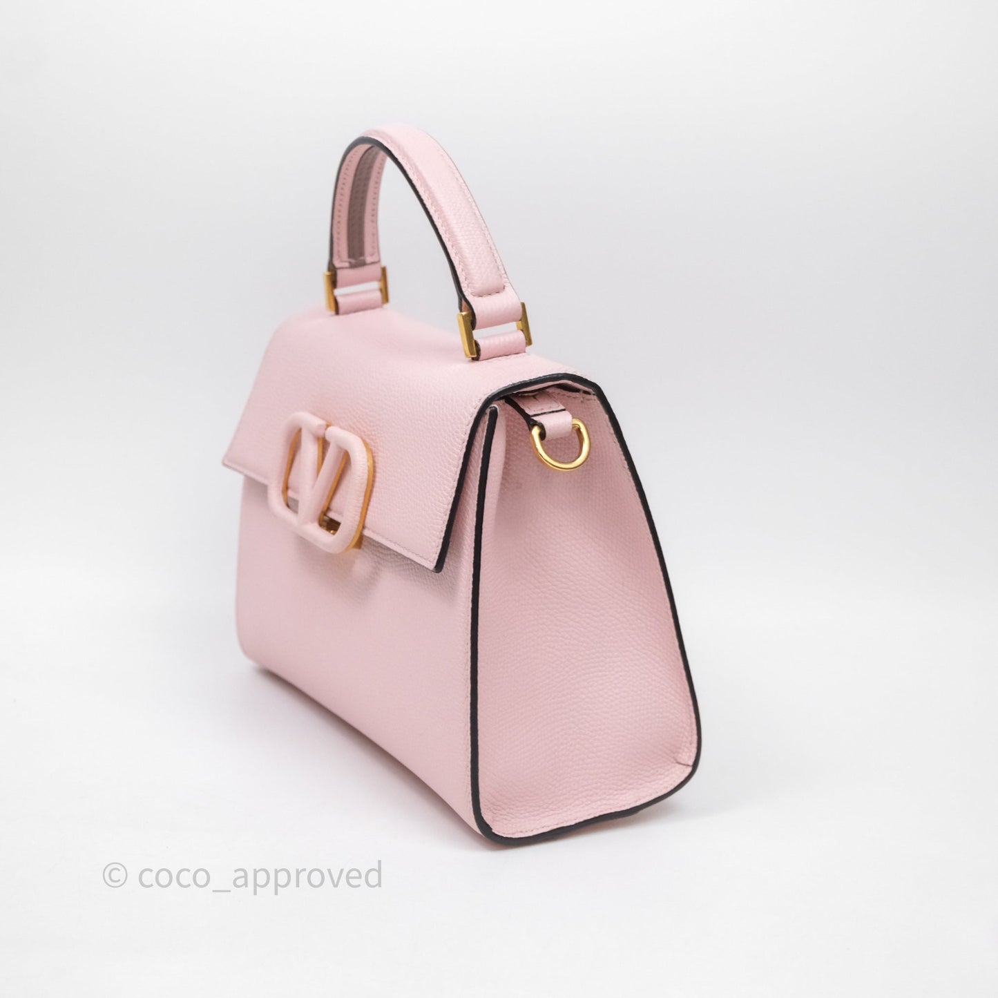 Valentino Garavani Small Vsling Grainy Calfskin Bag Light Pink Aged Gold Hardware
