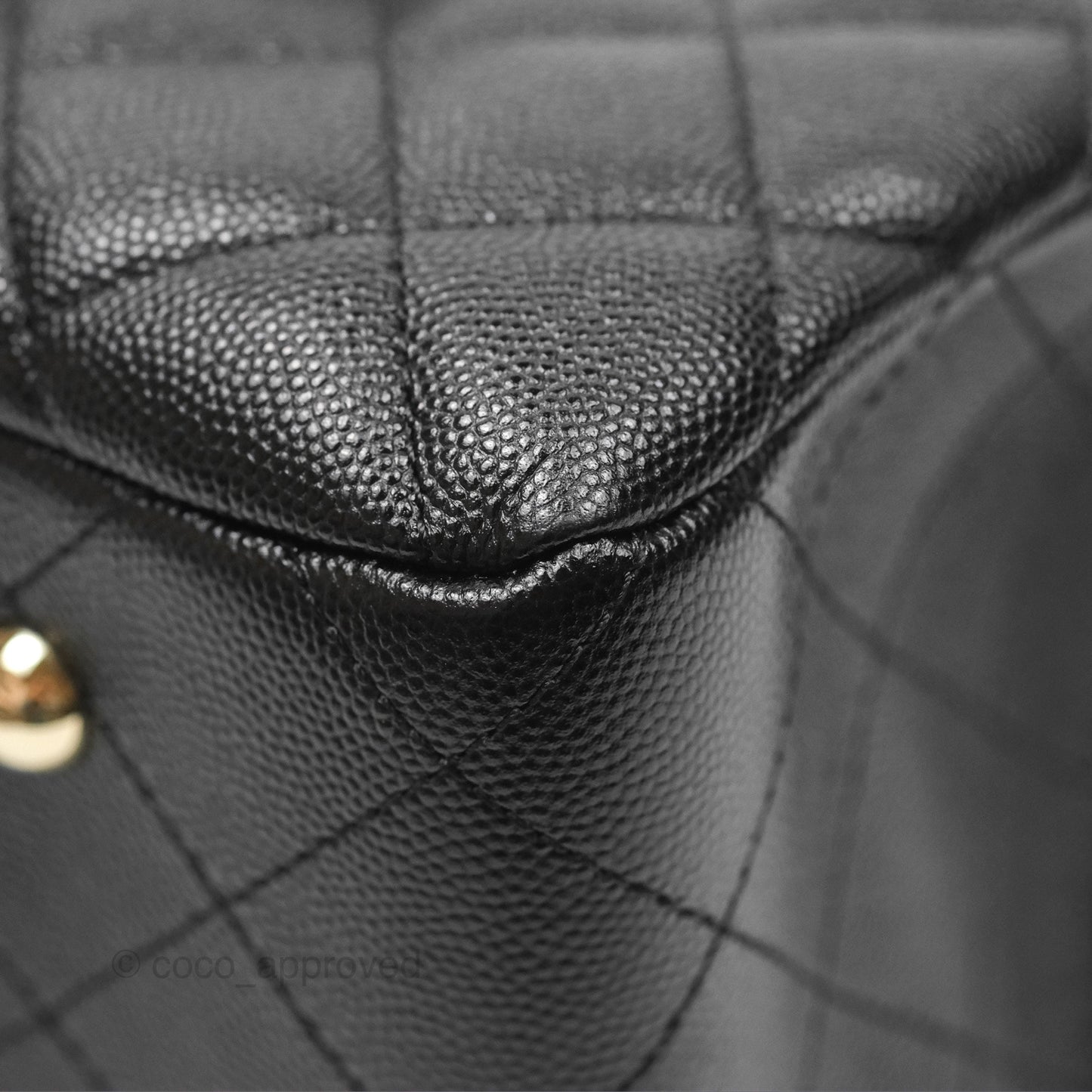 Chanel Large Shopping Tote Quilted Black Caviar Gold Hardware