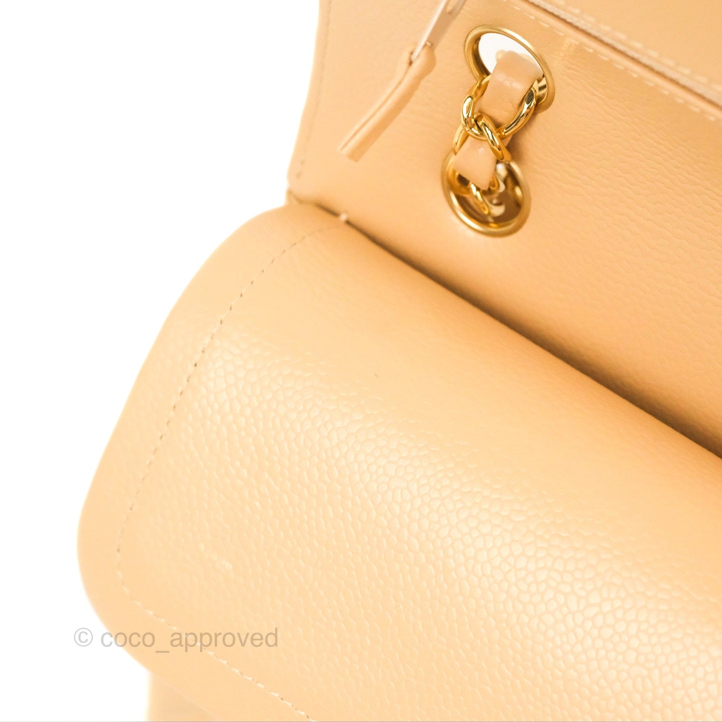 Chanel Classic M/L Medium Flap Quilted Beige Caviar Gold Hardware