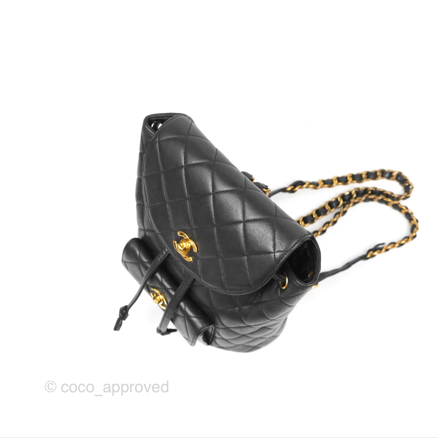 Chanel Vintage CC Duma Backpack Black Lambskin 24K Gold Hardware