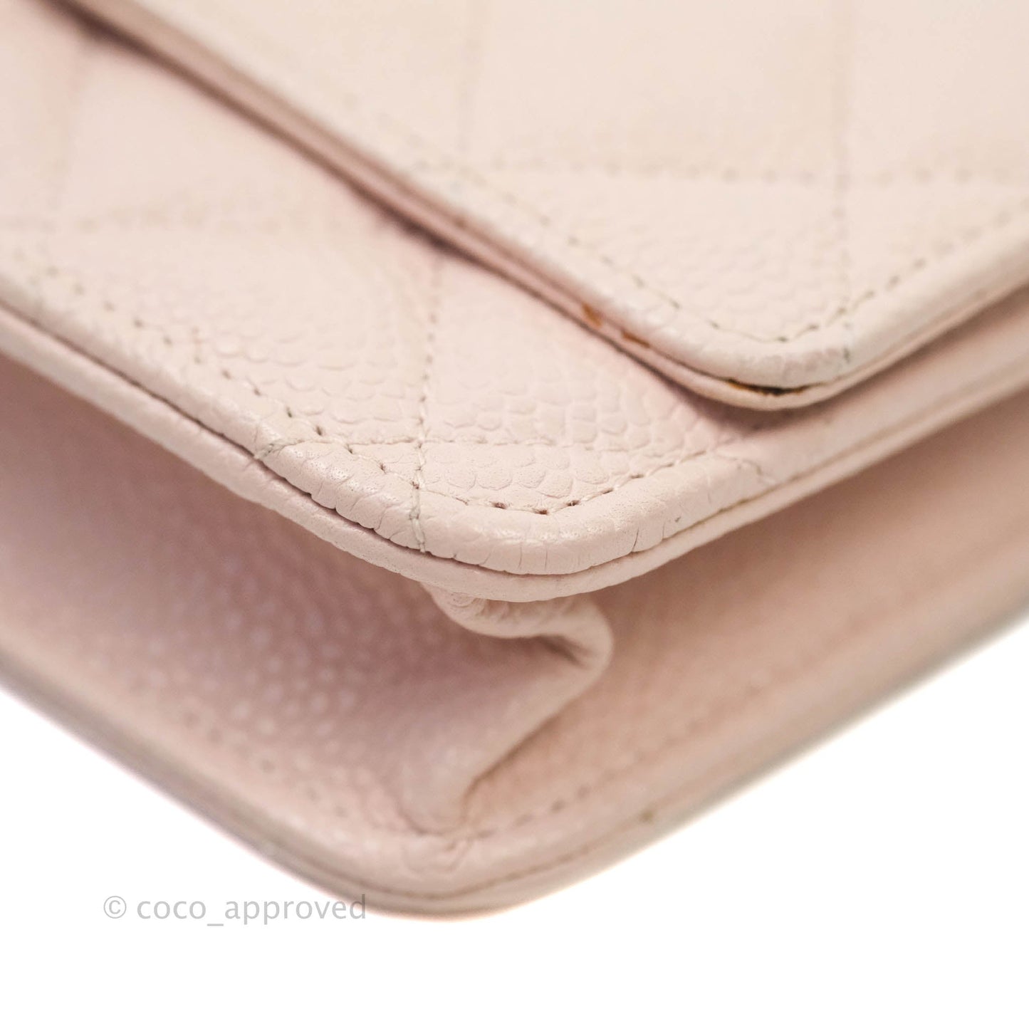 Chanel Quilted Wallet on Chain WOC Sakura Pink Caviar Silver Hardware