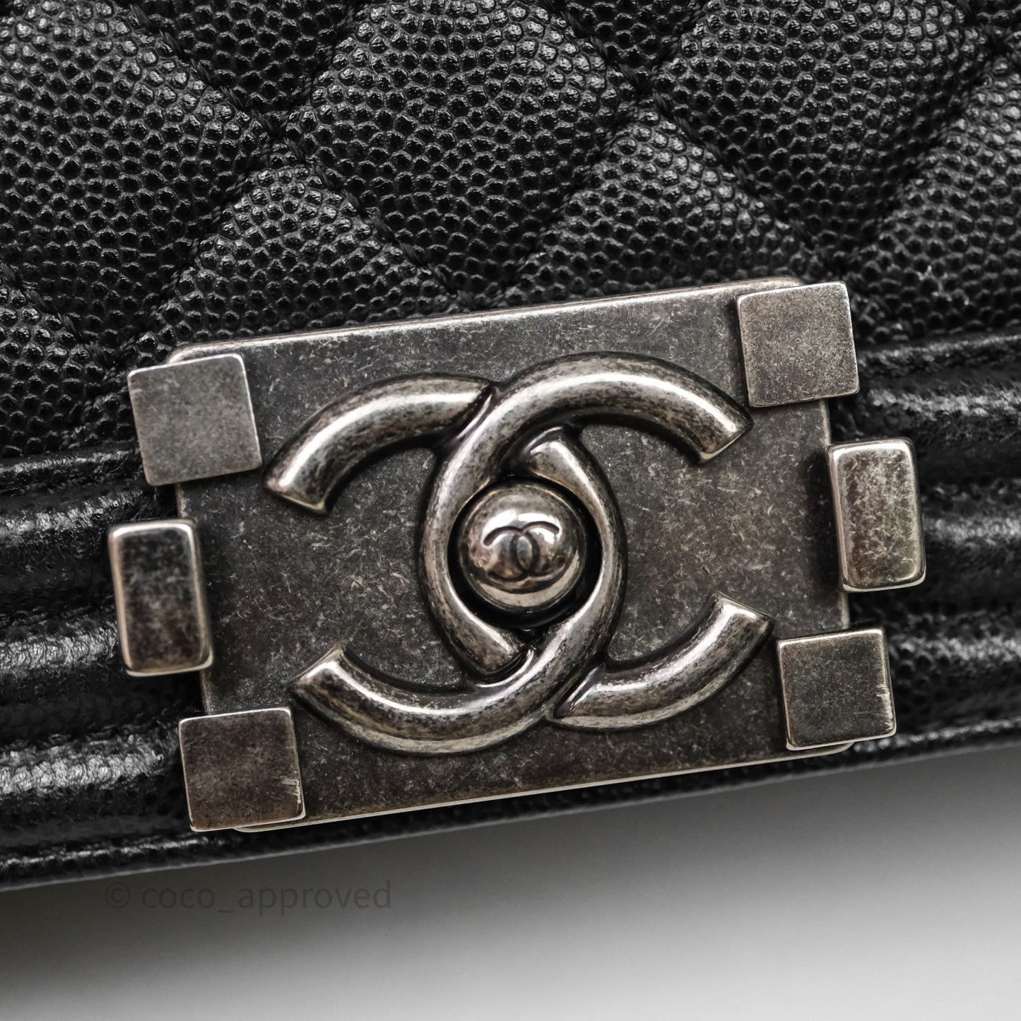Chanel Medium Boy Quilted Black Caviar Ruthenium Hardware