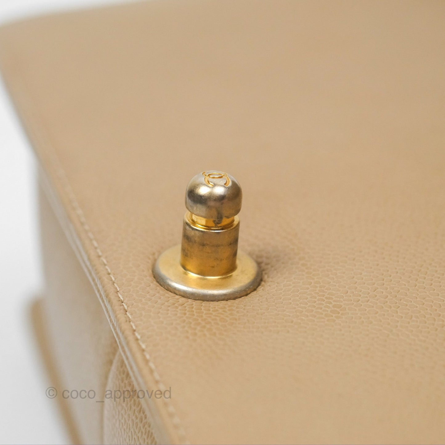Chanel Medium Boy Chevron Beige Caviar Aged Gold Hardware