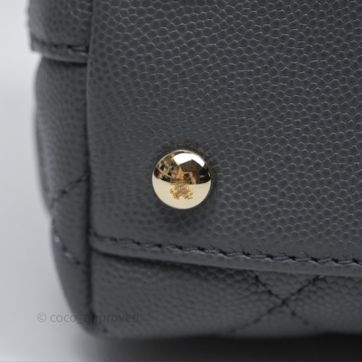 Chanel Small Coco Handle Quilted Grey Caviar Gold Hardware 23K