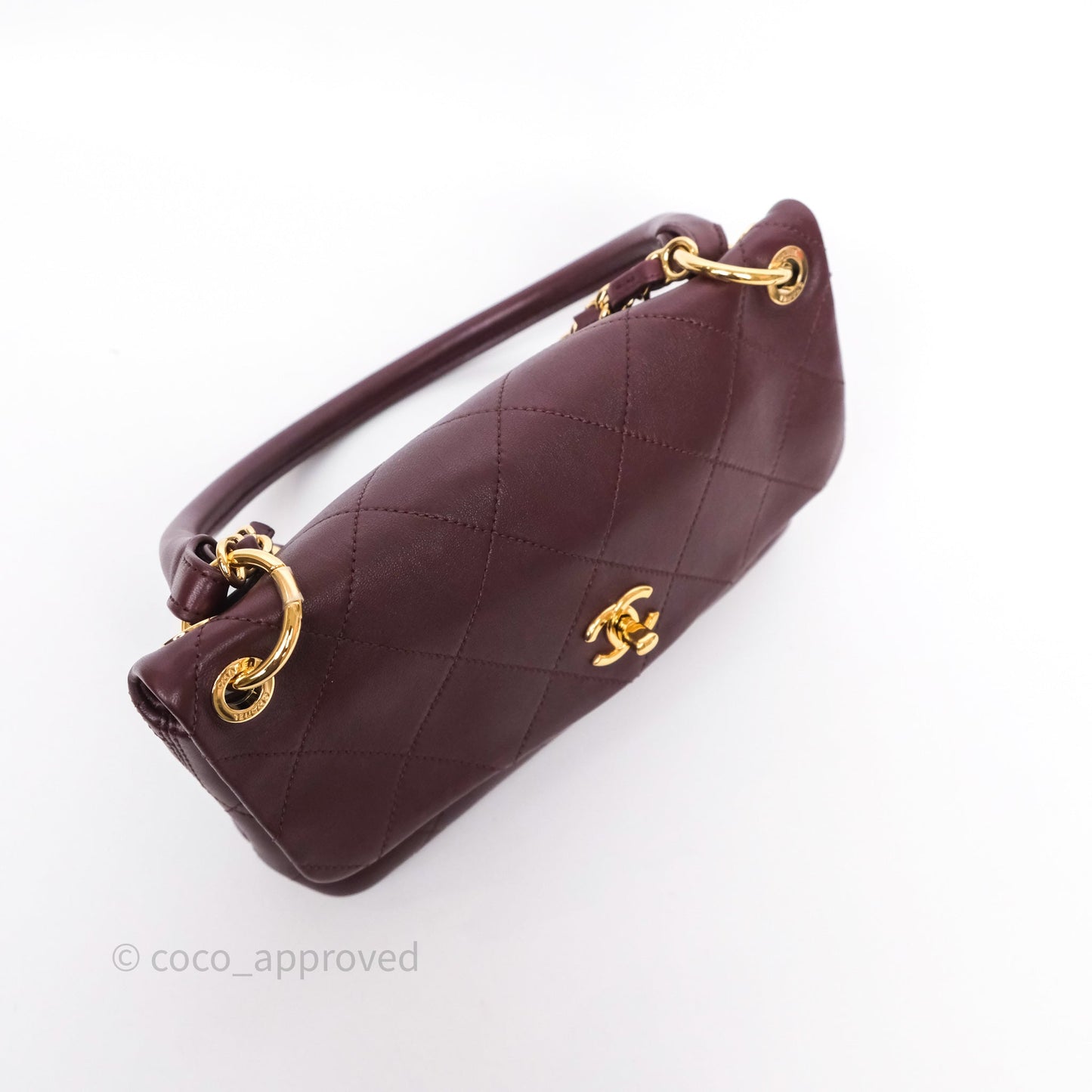 Chanel Quilted Shoulder Flap Bag Red Burgundy Lambskin Gold Hardware