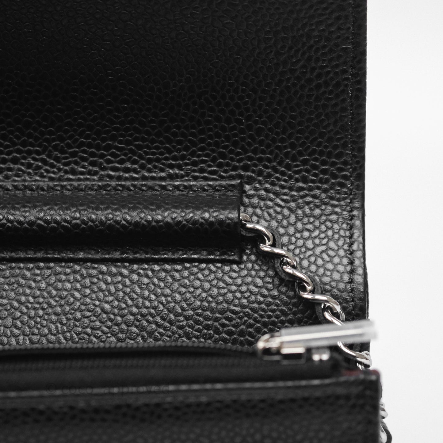 Chanel Classic Wallet On Chain WOC Quilted Black Caviar Silver Hardware