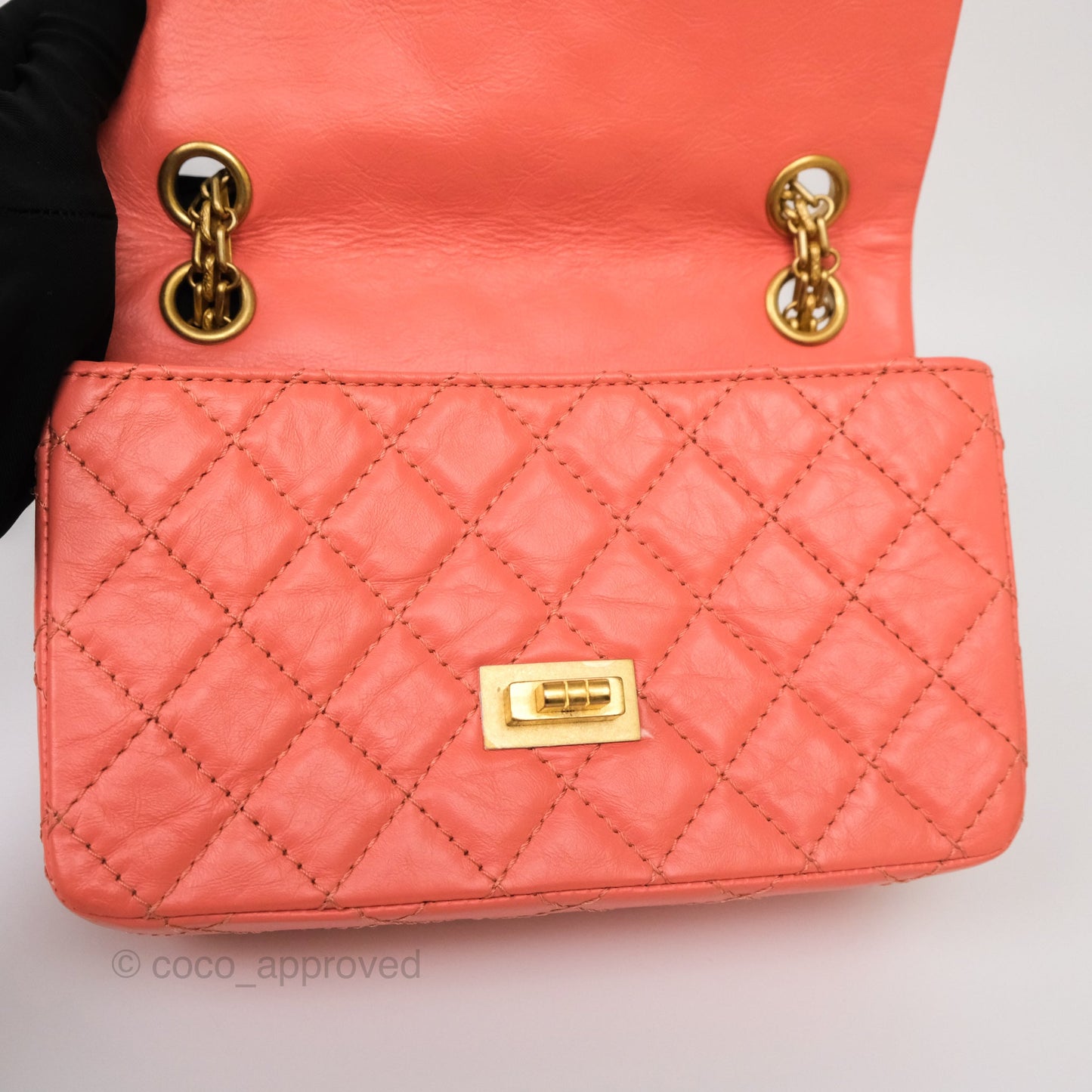 Chanel Mini Reissue 224 Pink Aged Calfskin Aged Gold Hardware