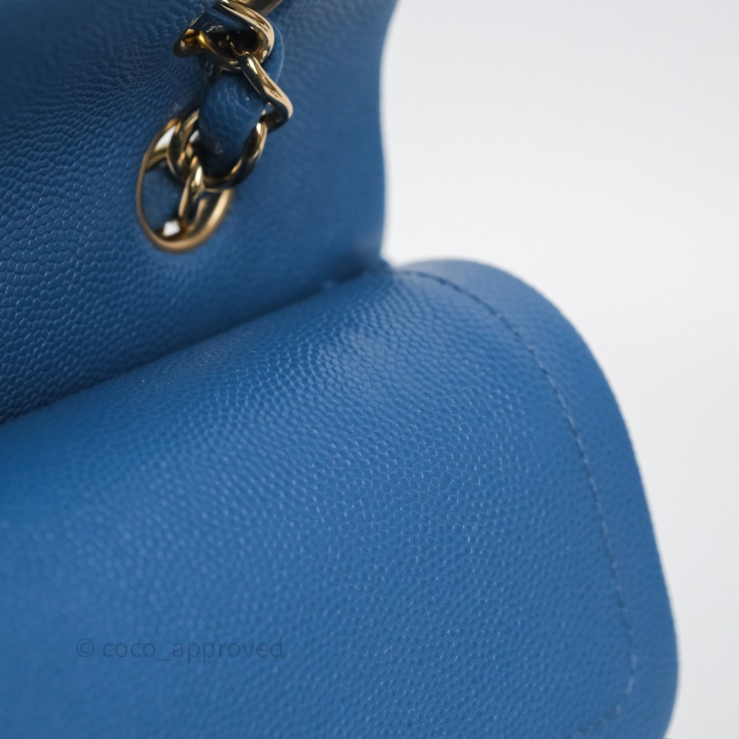 Chanel Small Classic Quilted Flap Blue Caviar Gold Hardware