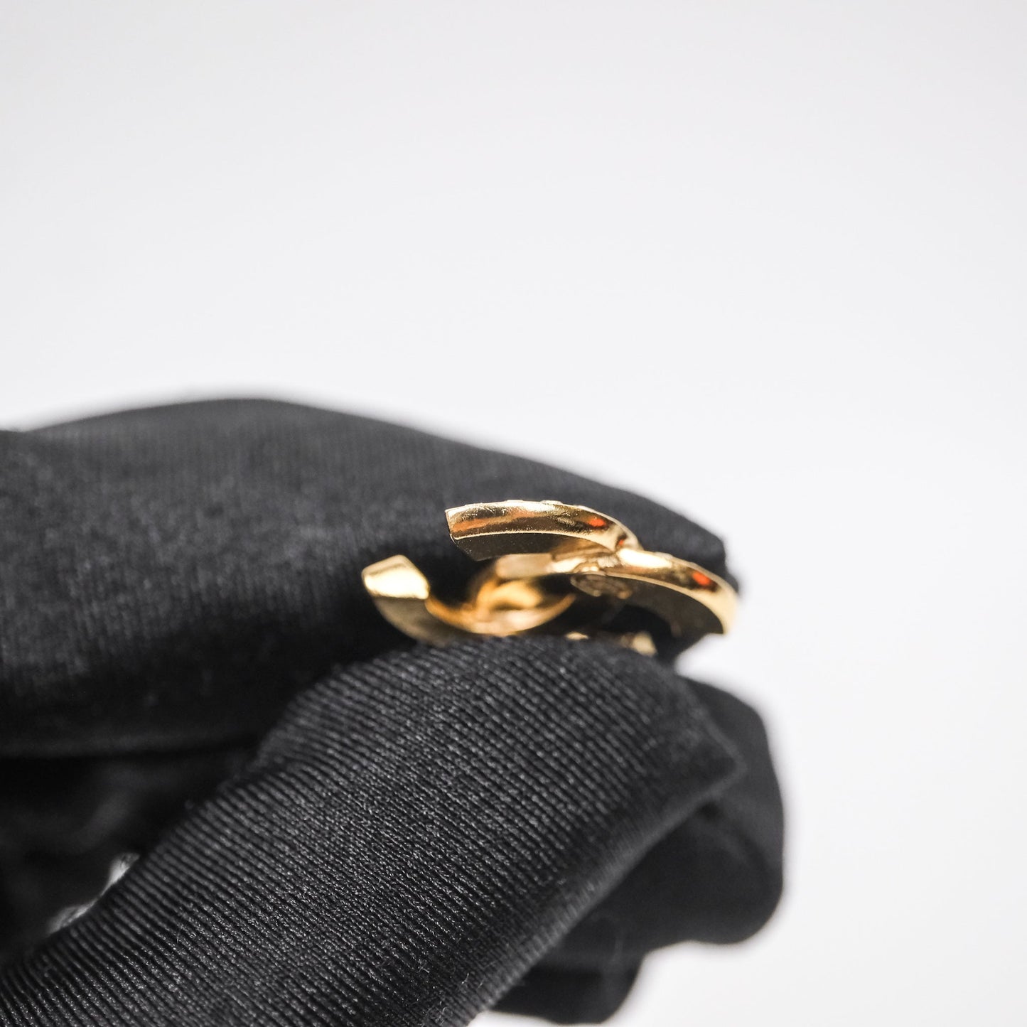 Chanel Crystal CC Resin Black Earrings Gold Tone 24C
