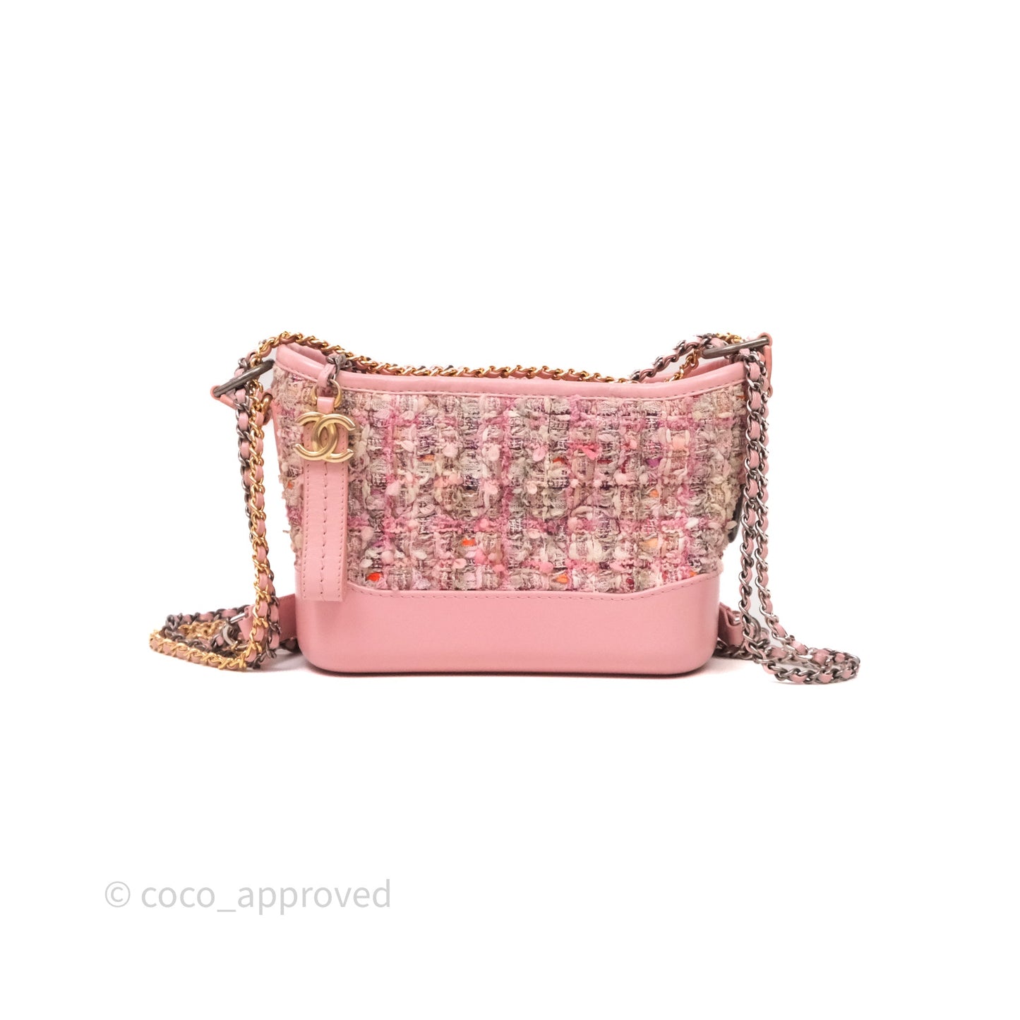 Chanel Small Gabrielle Hobo Quilted Pink Tweed Aged Calfskin