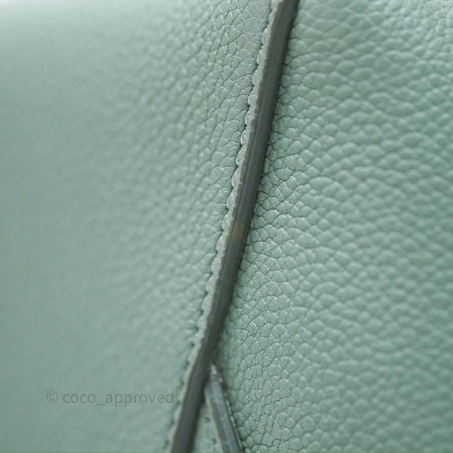 Celine Small Sangle Bucket Bag Light Green Celadon Grained Calfskin Silver Hardware