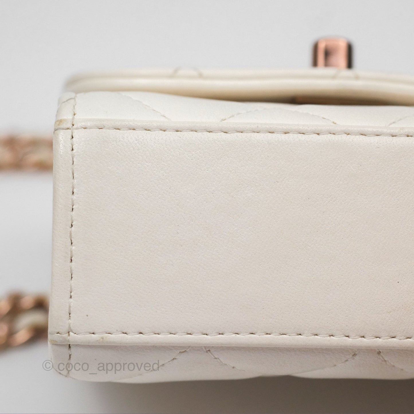 Chanel Mini Quilted Trendy CC Clutch With Chain White Lambskin Rose Gold Hardware