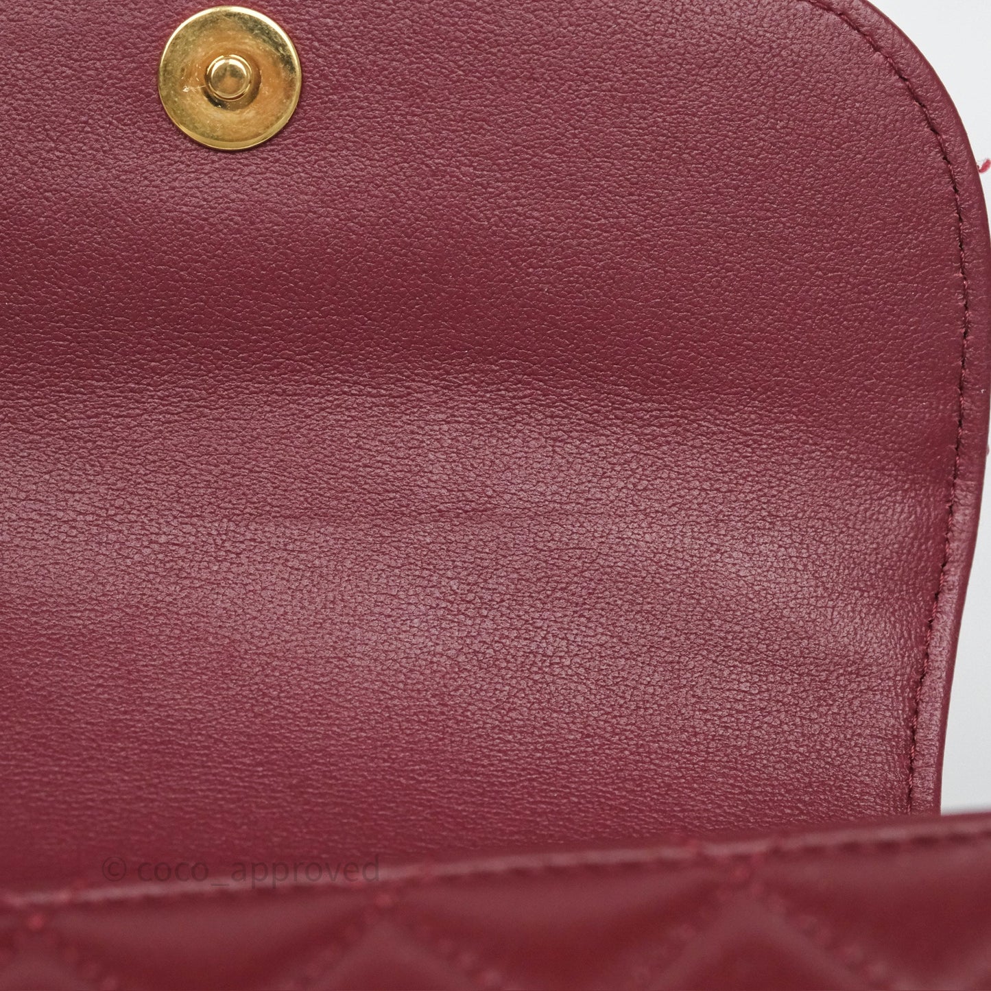 Chanel Mini WOC with CC Chain Burgundy Lambskin Gold Hardware 22K