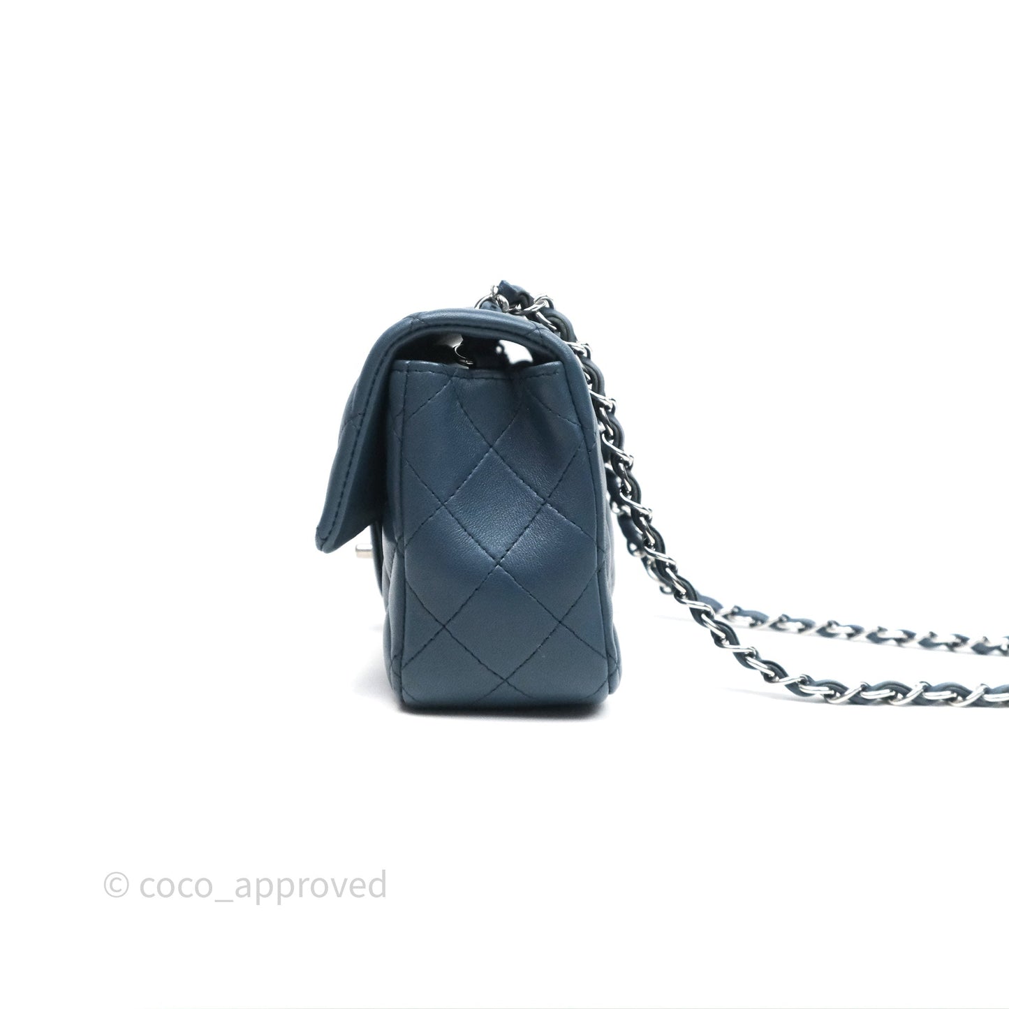 Chanel Quilted Mini Rectangular Navy Lambskin Silver Hardware