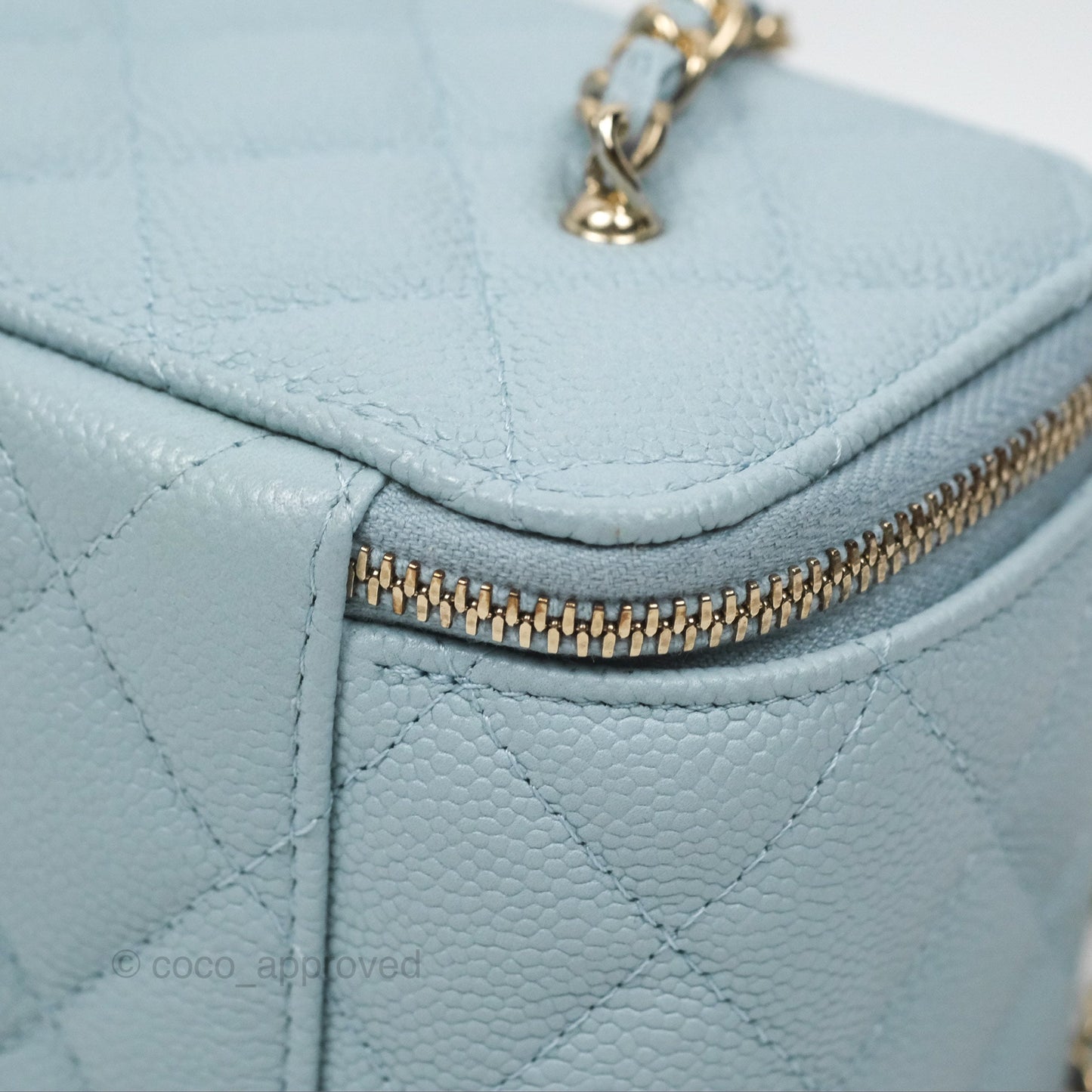 Chanel Vanity with CC Chain Light Blue Caviar Gold Hardware