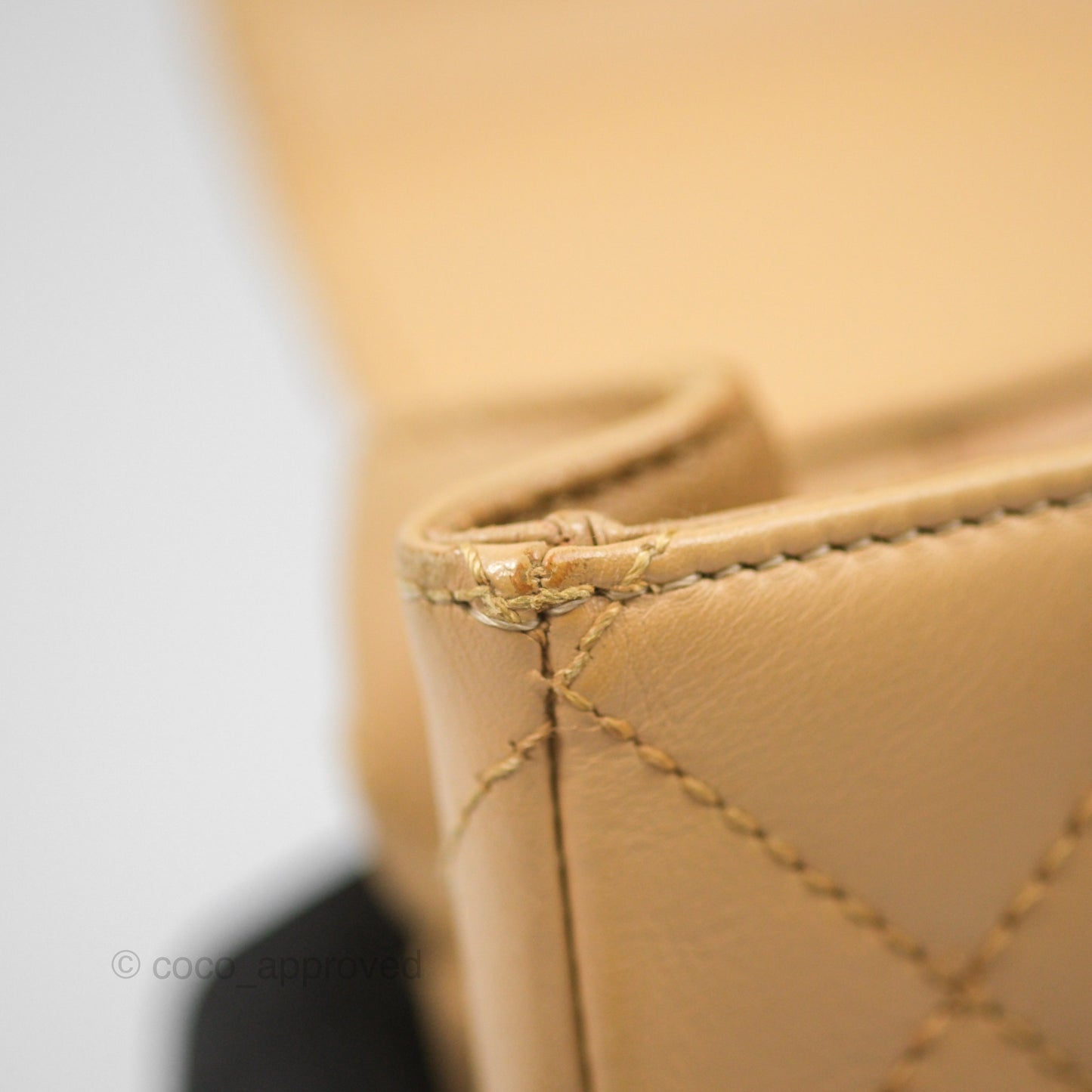Chanel Vintage Jumbo Beige Flap Bag Lambskin Enamel Hardware