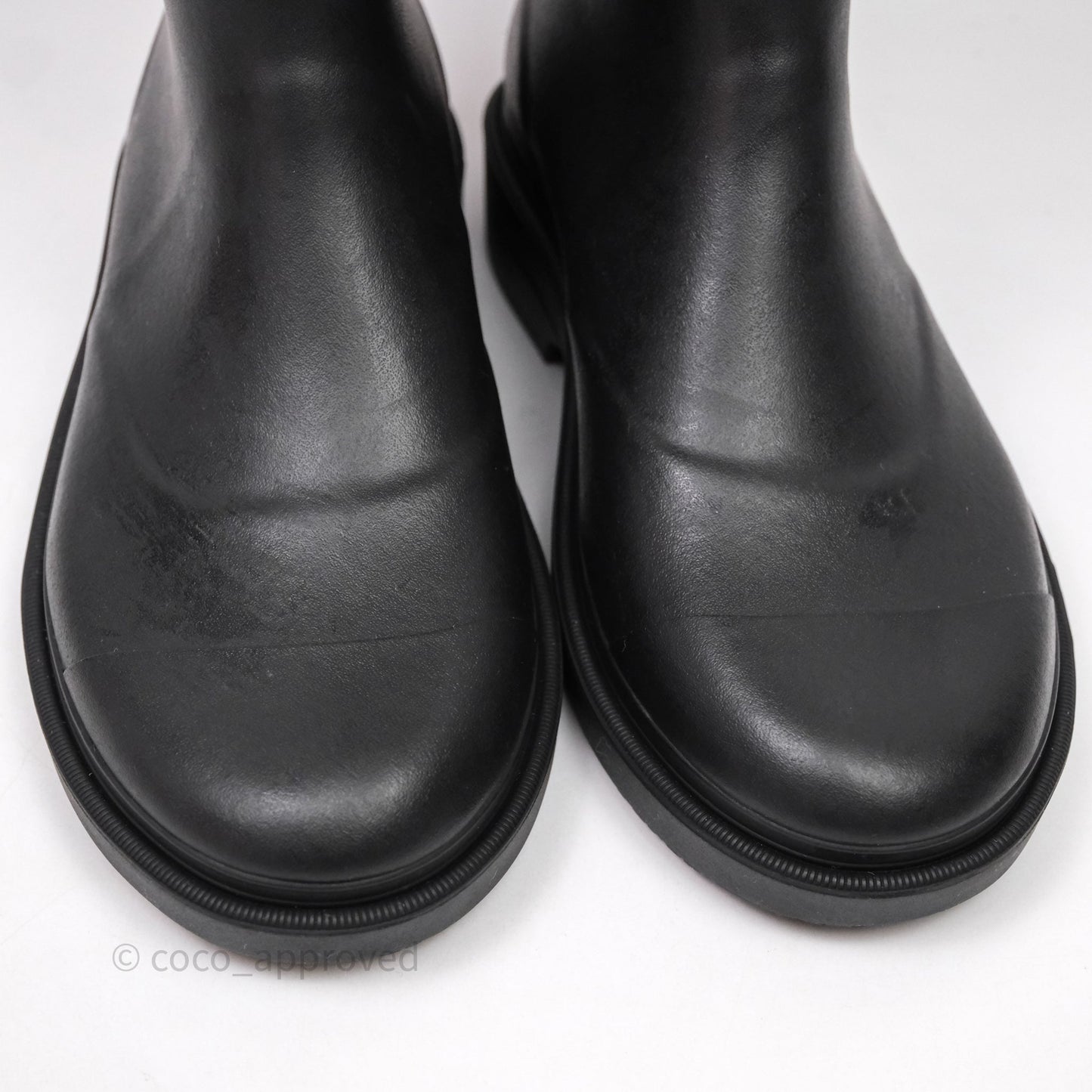 Chanel CC Black Rubber Rain Boots Size 39