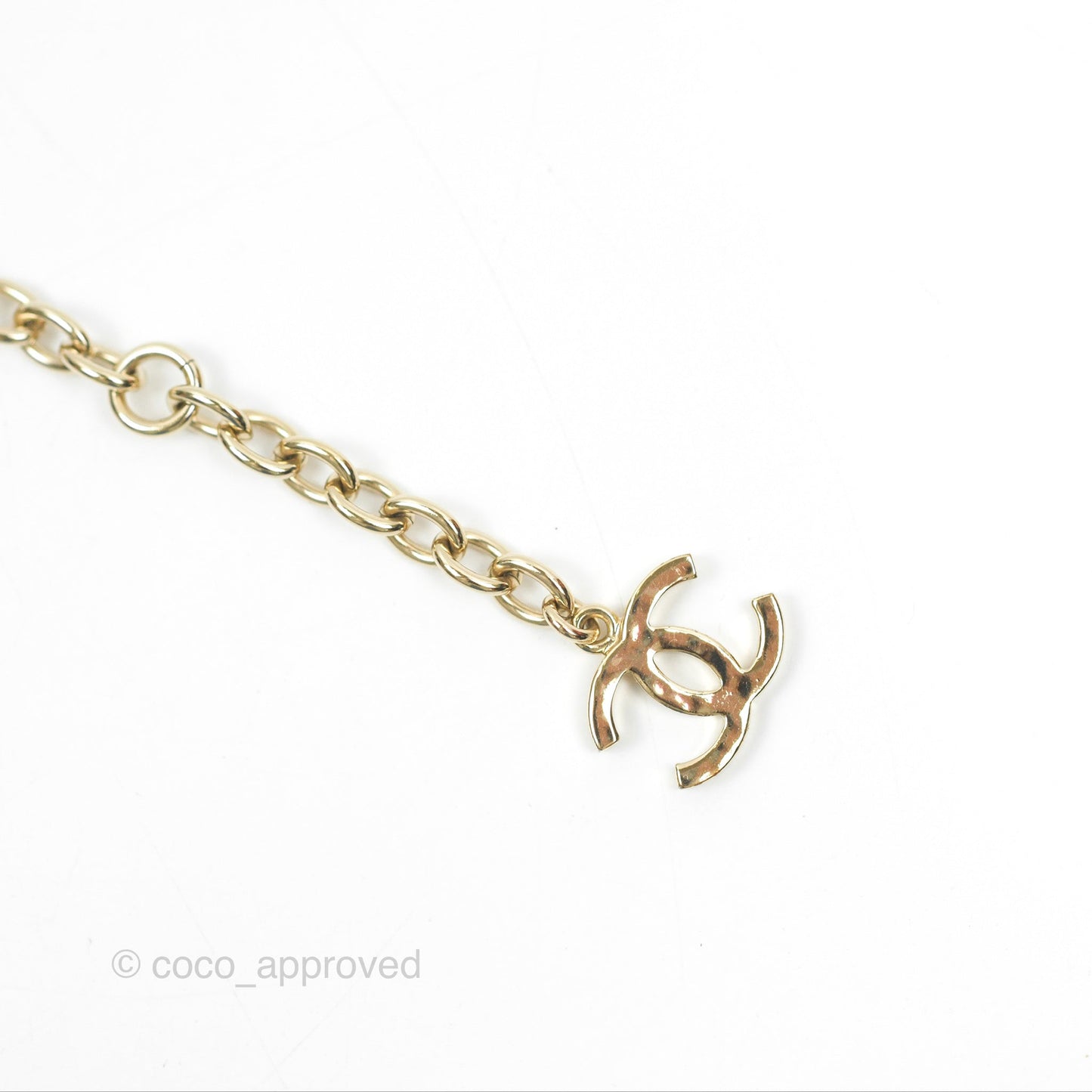 Chanel CC Heart Padlock Charms Chain Bracelet Gold Tone 22B