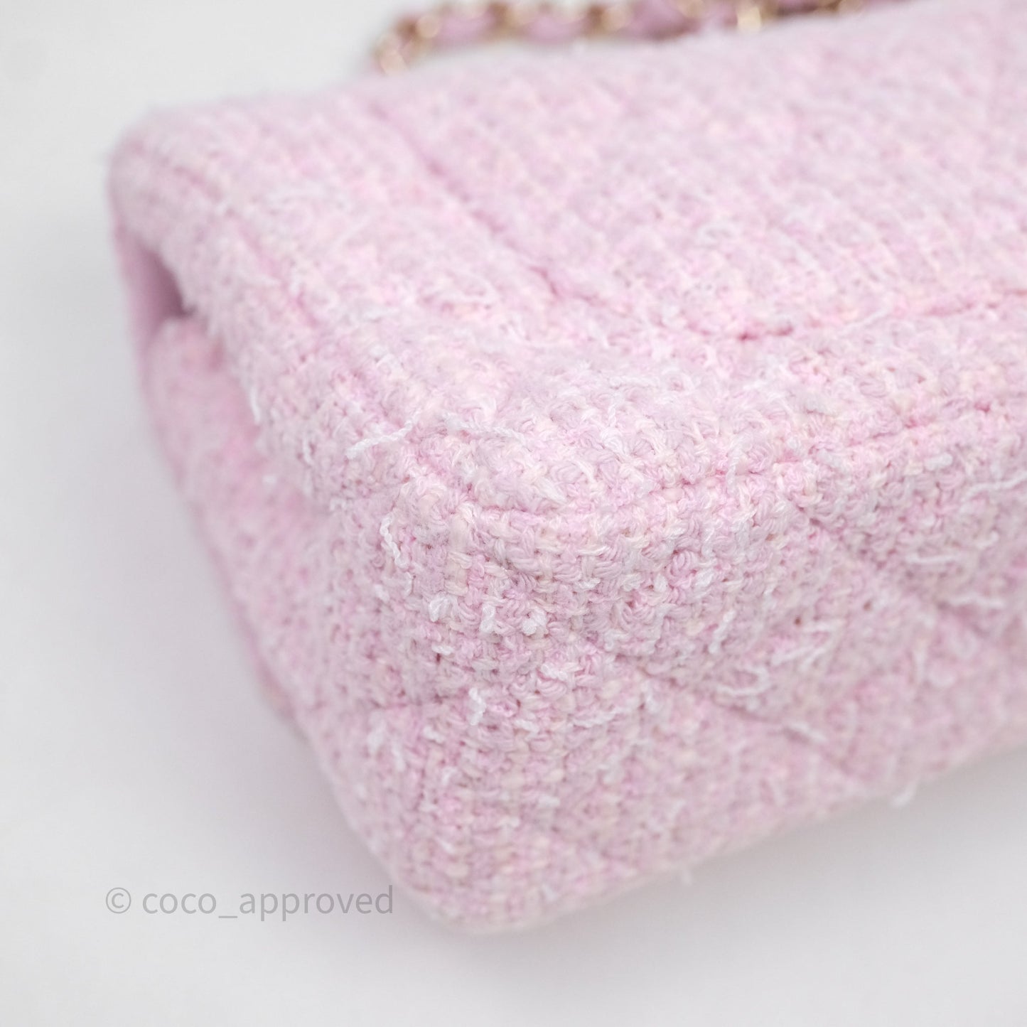 Chanel Classic Mini Rectangular Flap Pink Tweed Gold Hardware