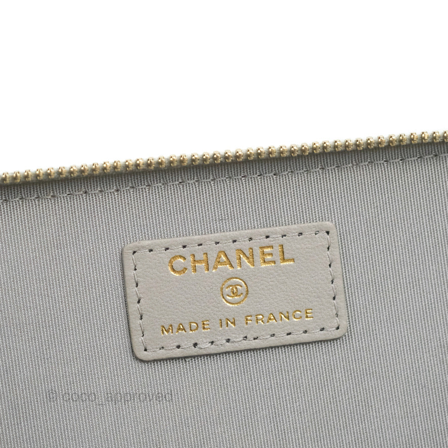 Chanel Vanity Rectangular Top Handle Grey Lambskin Gold Hardware