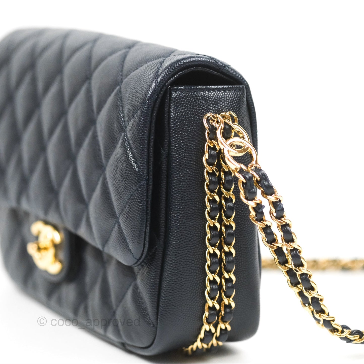 Chanel Quilted CC You Flap Navy Blue Caviar Gold Hardware 23C