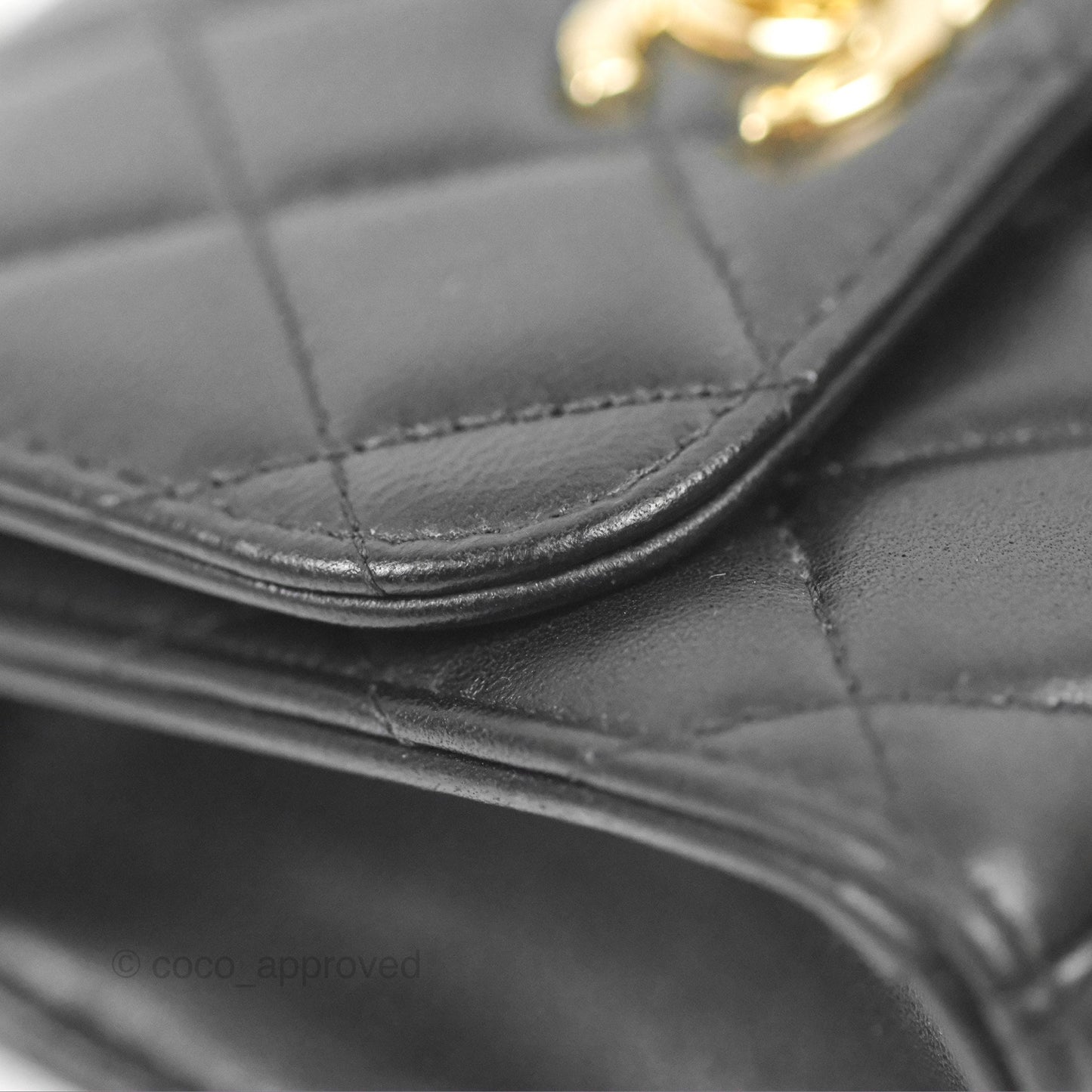 Chanel Mini Quilted Trendy CC Clutch With Chain Black Lambskin Gold Hardware