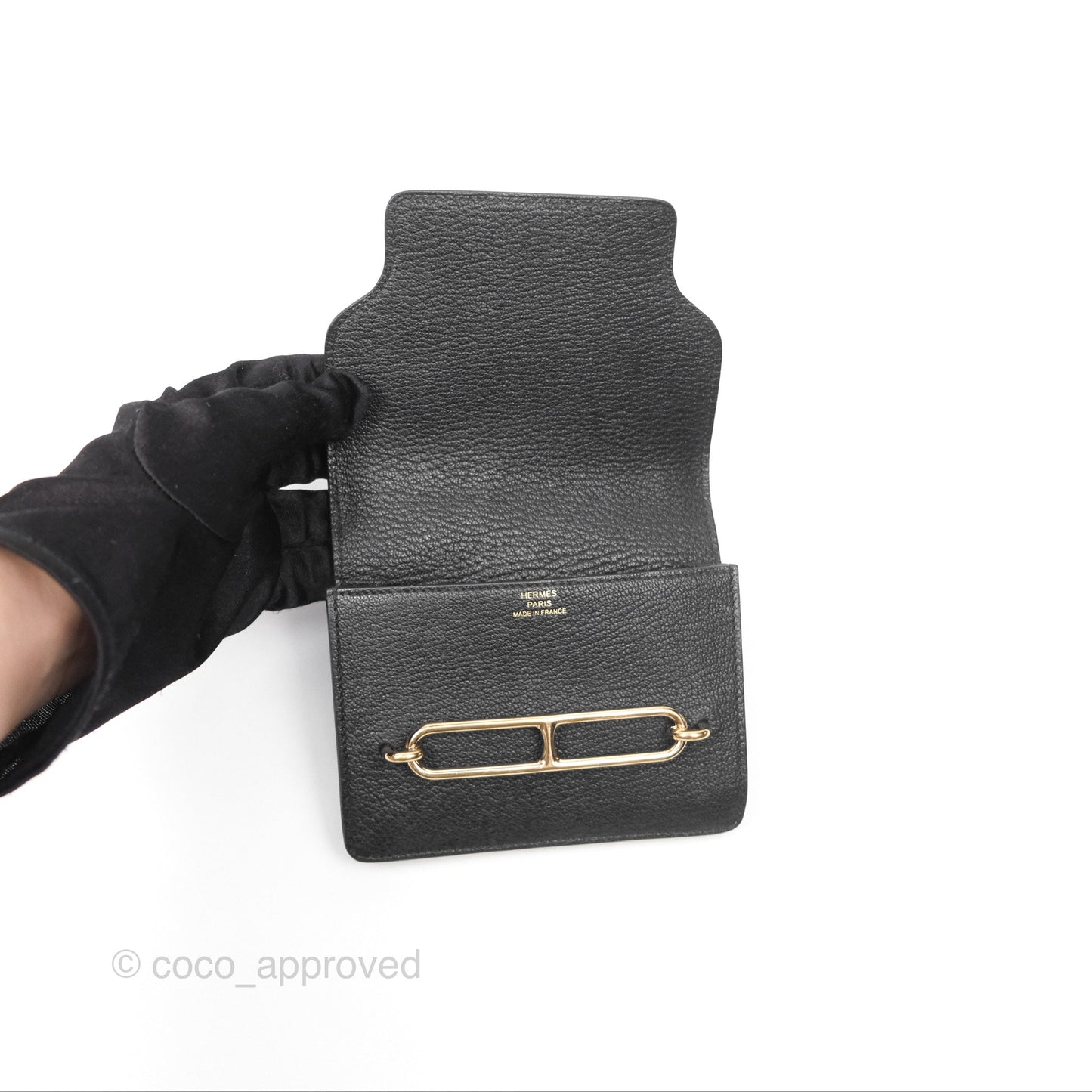 Hermès Roulis Slim Wallet Black Noir 89 Chevre Mysore Gold Hardware
