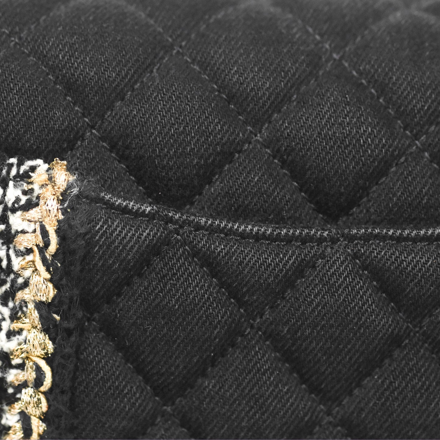 Chanel Mini Rectangular Flap Bag Black Denim Braided Gold Hardware 18A