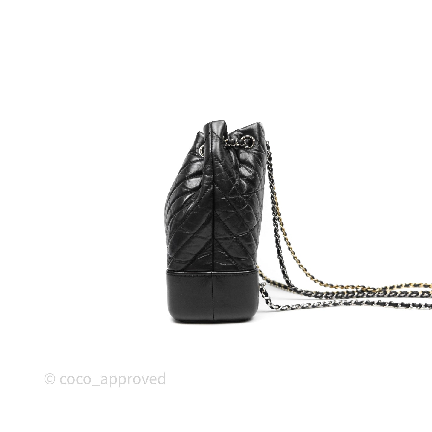 Chanel Small Chevron Gabrielle Backpack Black Aged Calfskin