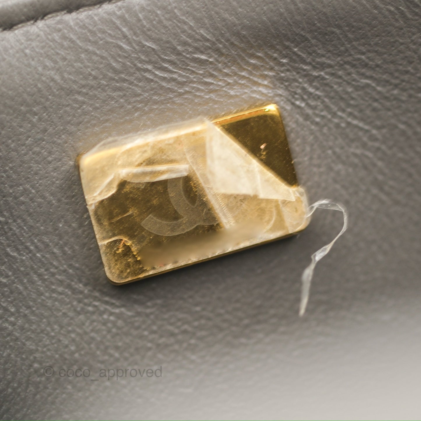 Chanel Top Handle Mini Rectangular Flap Bag Grey Lambskin Gold Hardware