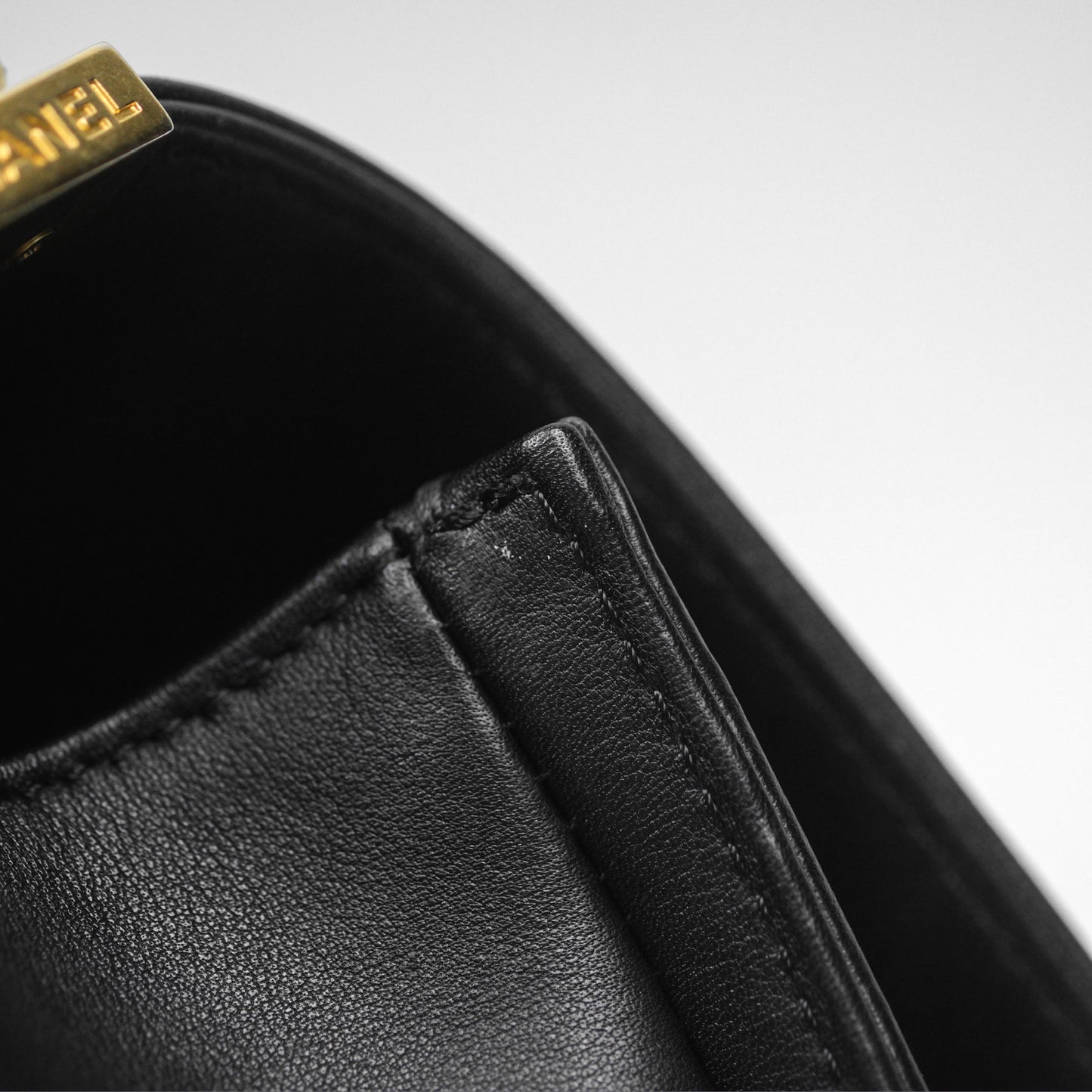 Chanel Small Boy Black Lambskin Aged Gold Hardware