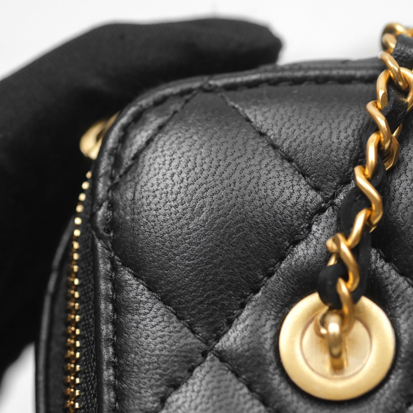 Chanel Vanity with COCO Heart Chain Black Lambskin Aged Gold Hardware