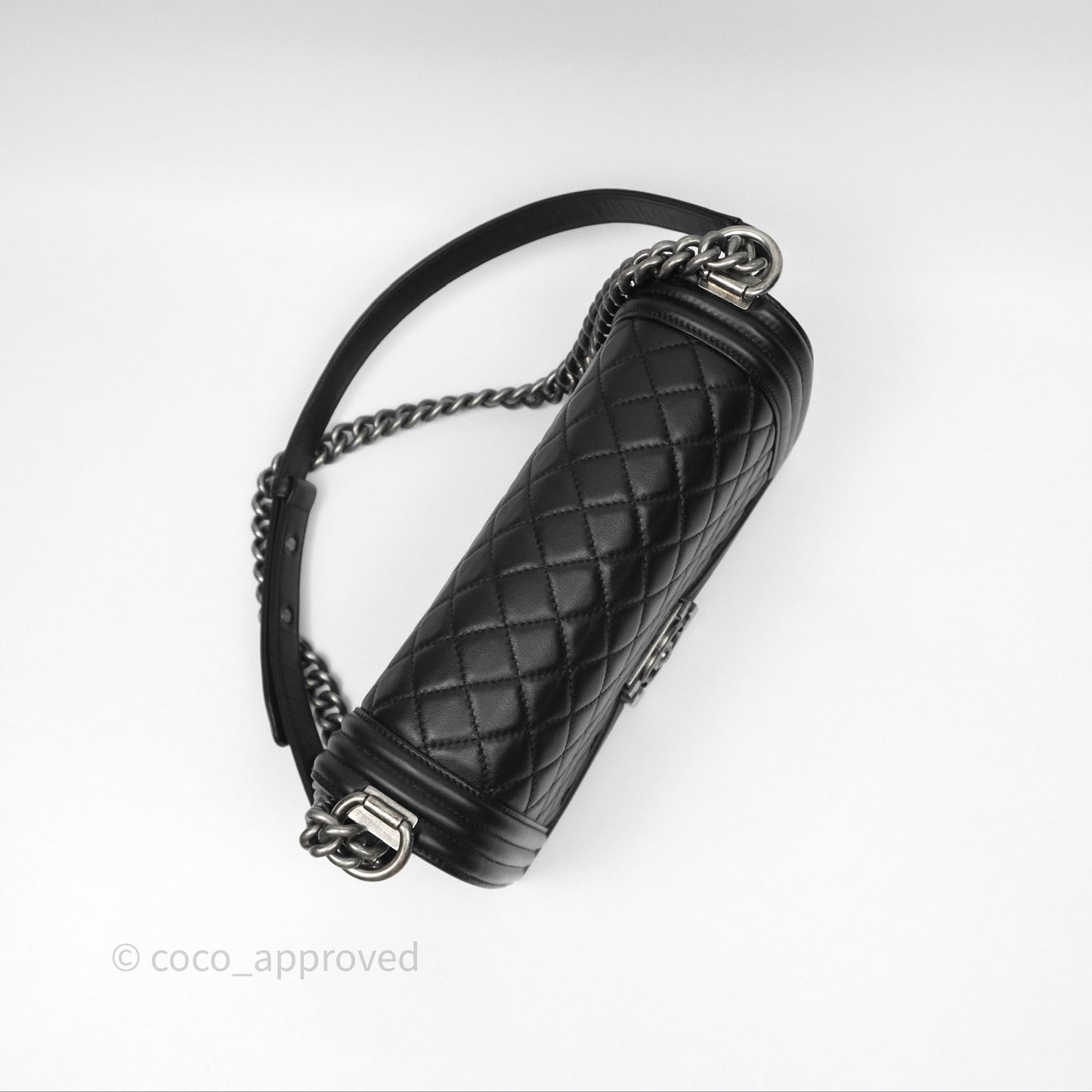 Chanel Quilted Medium Boy Black Calfskin Ruthenium Hardware