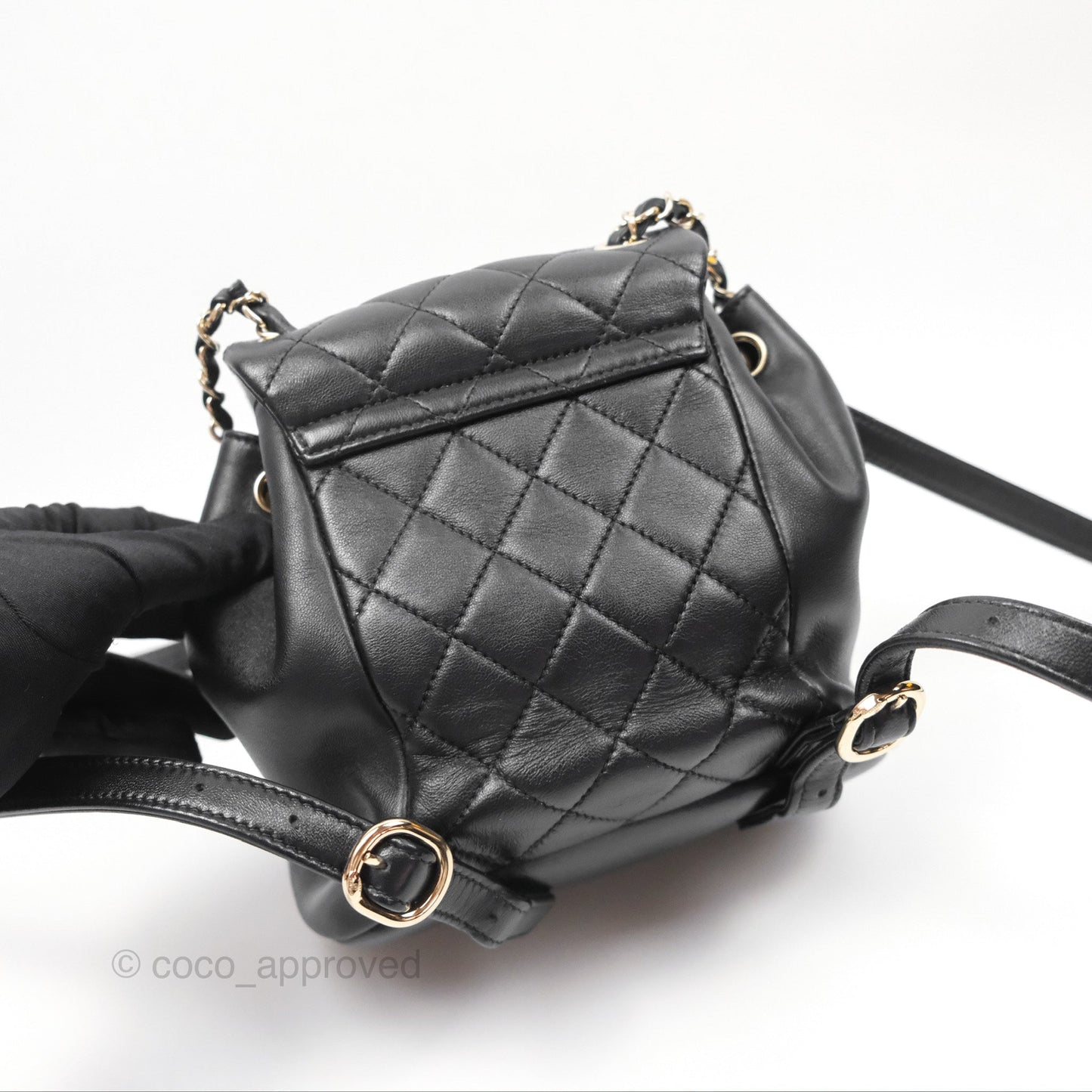Chanel Quilted Small Duma Drawstring Backpack Black Lambskin