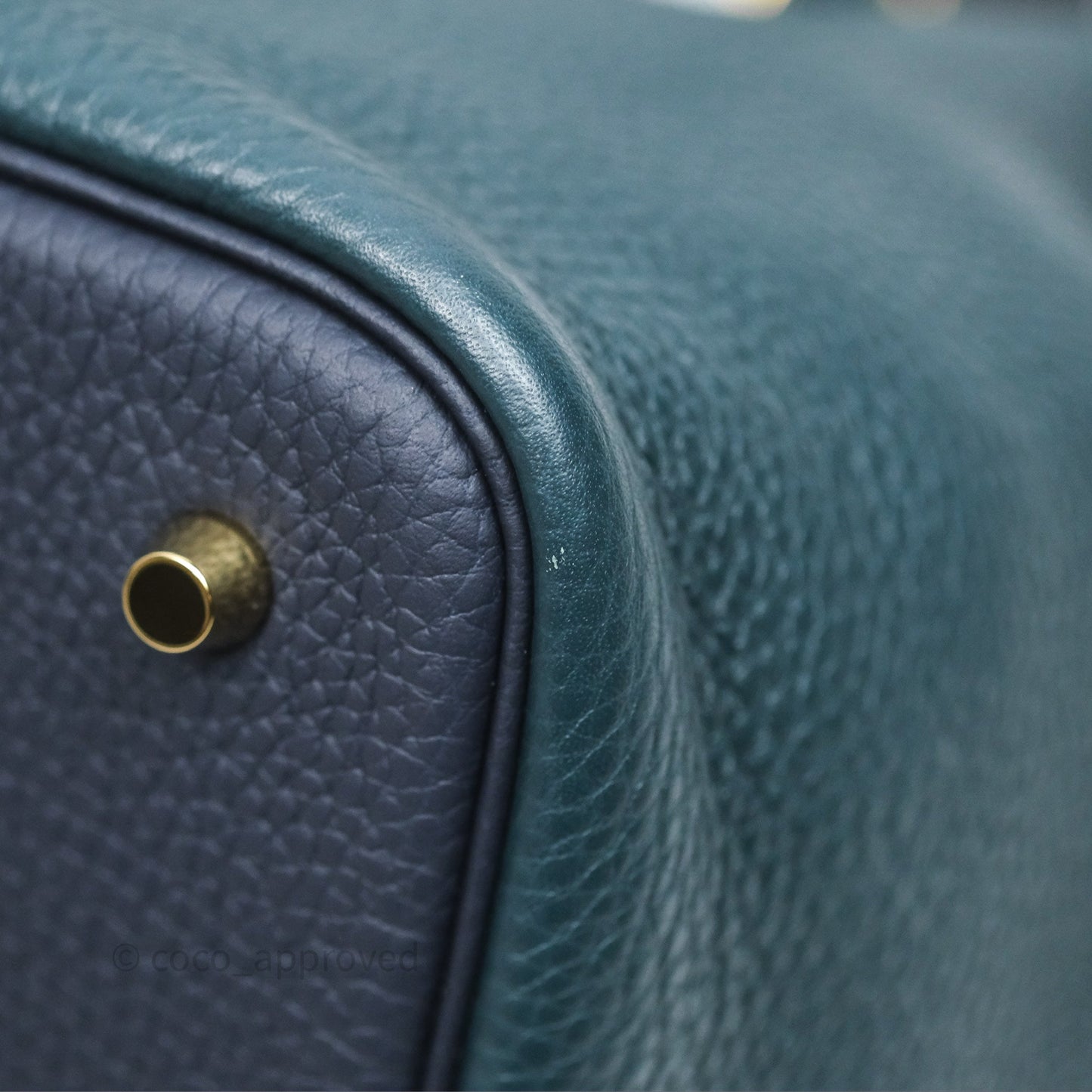 Hermès Picotin Lock 22 Casaque Vert Cyprès 6O/ Bleu Nuit 2Z/ Black Noir 89 Clemence Gold Hardware