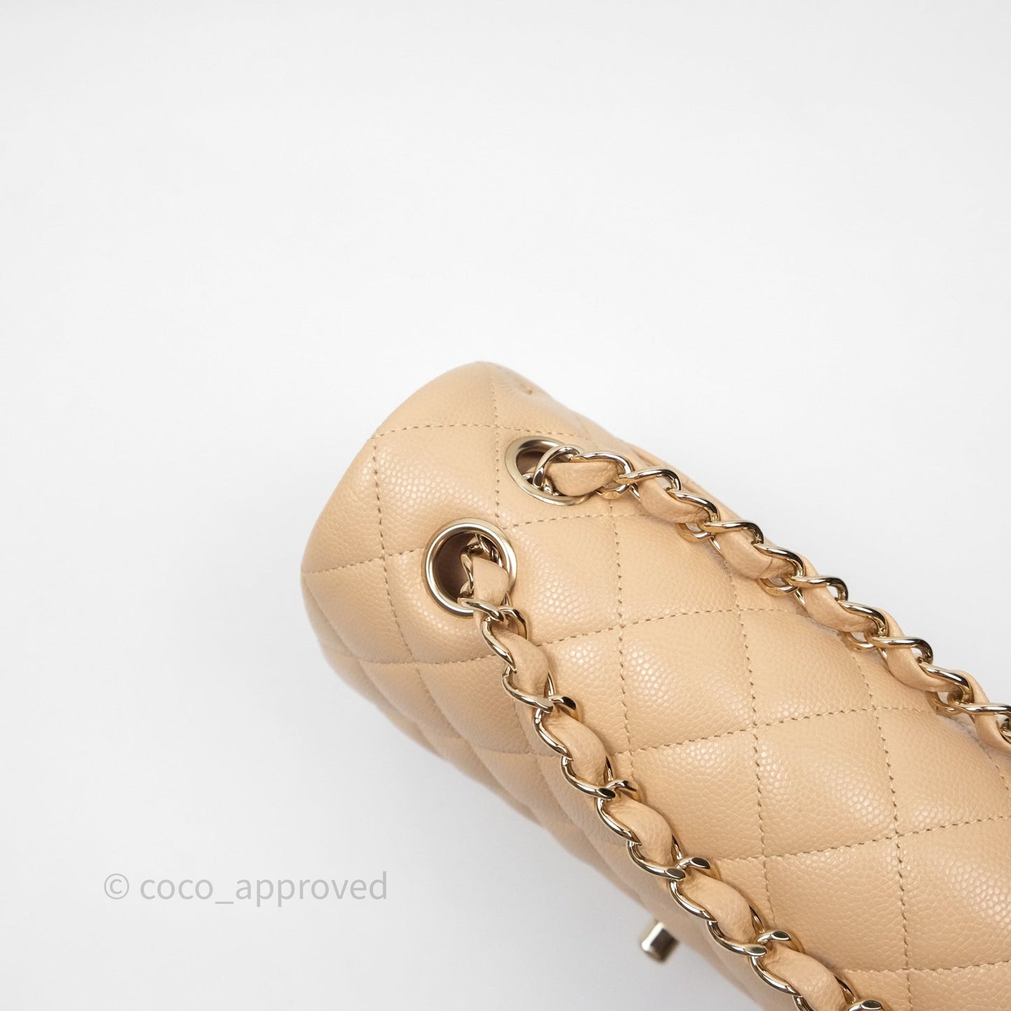Chanel Classic Small S/M Quilted Flap Beige Caviar Gold Hardware