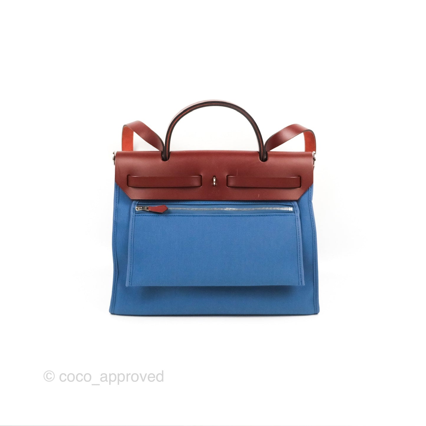 Hermès Herbag Zip 31 Rouge H/Bleu Agate Canvas Palladium Hardware