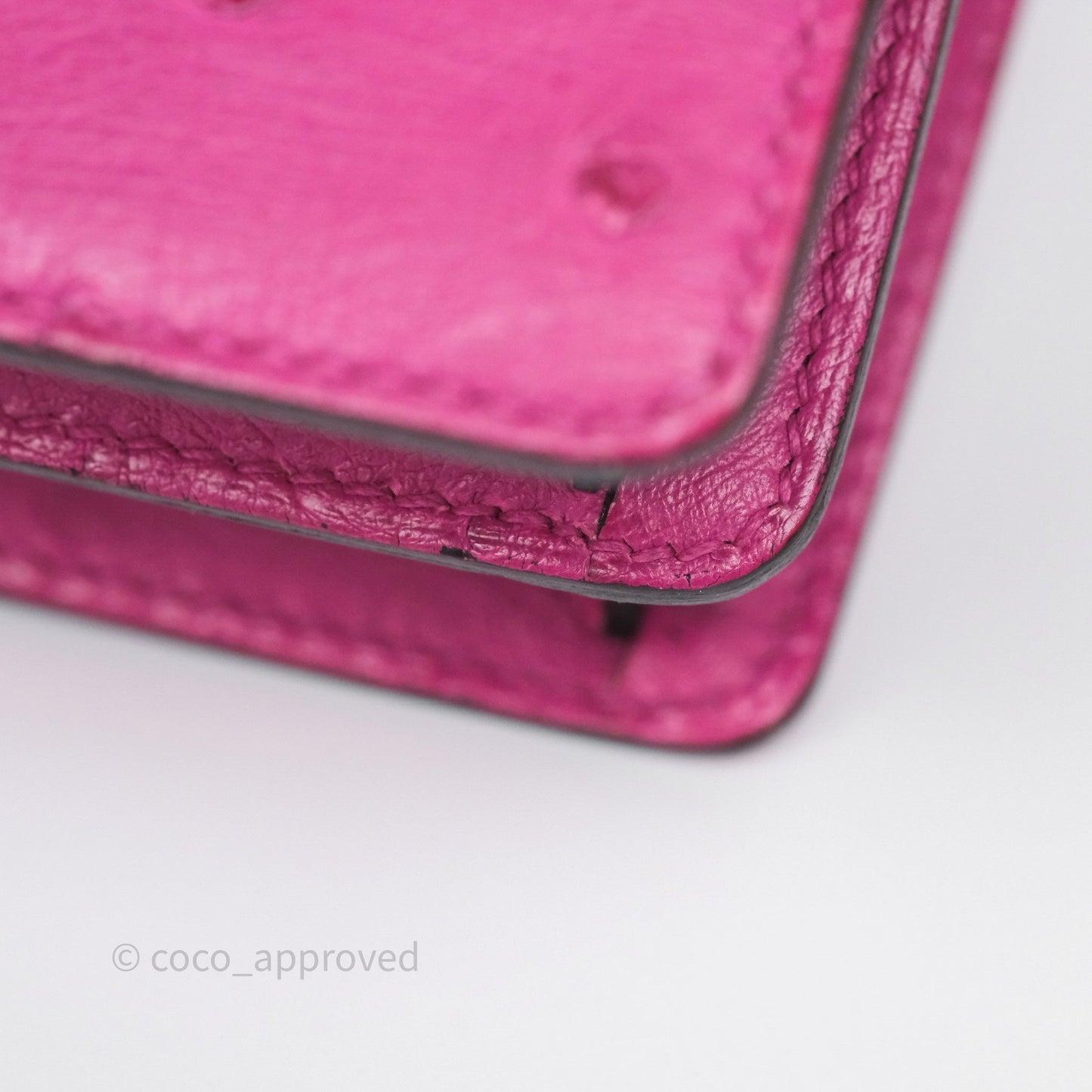 Hermès Roulis Mini 18 Rose Pourpre L3 Autruche Palladium Hardware