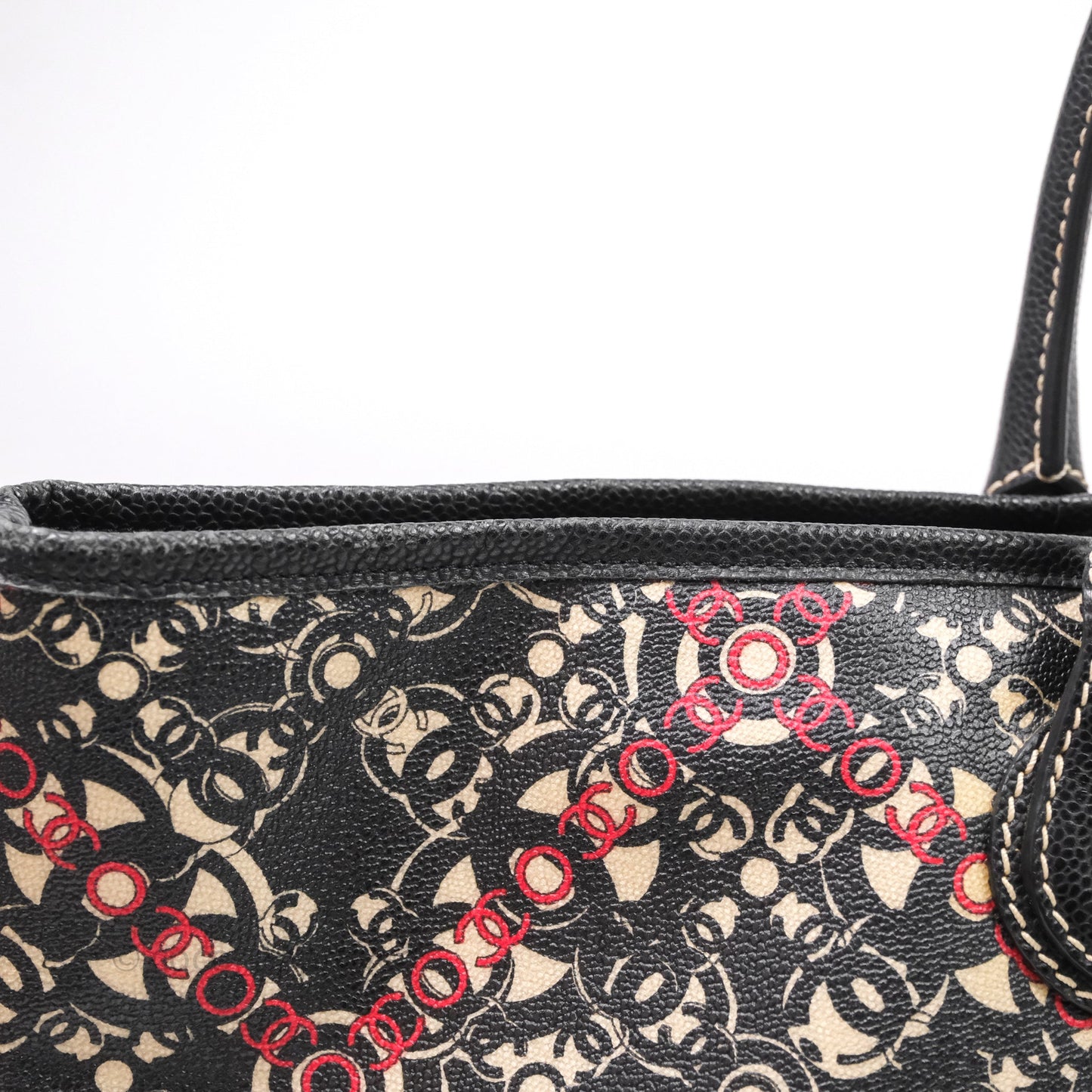 Chanel CC Print Logo Tote Bag Black
