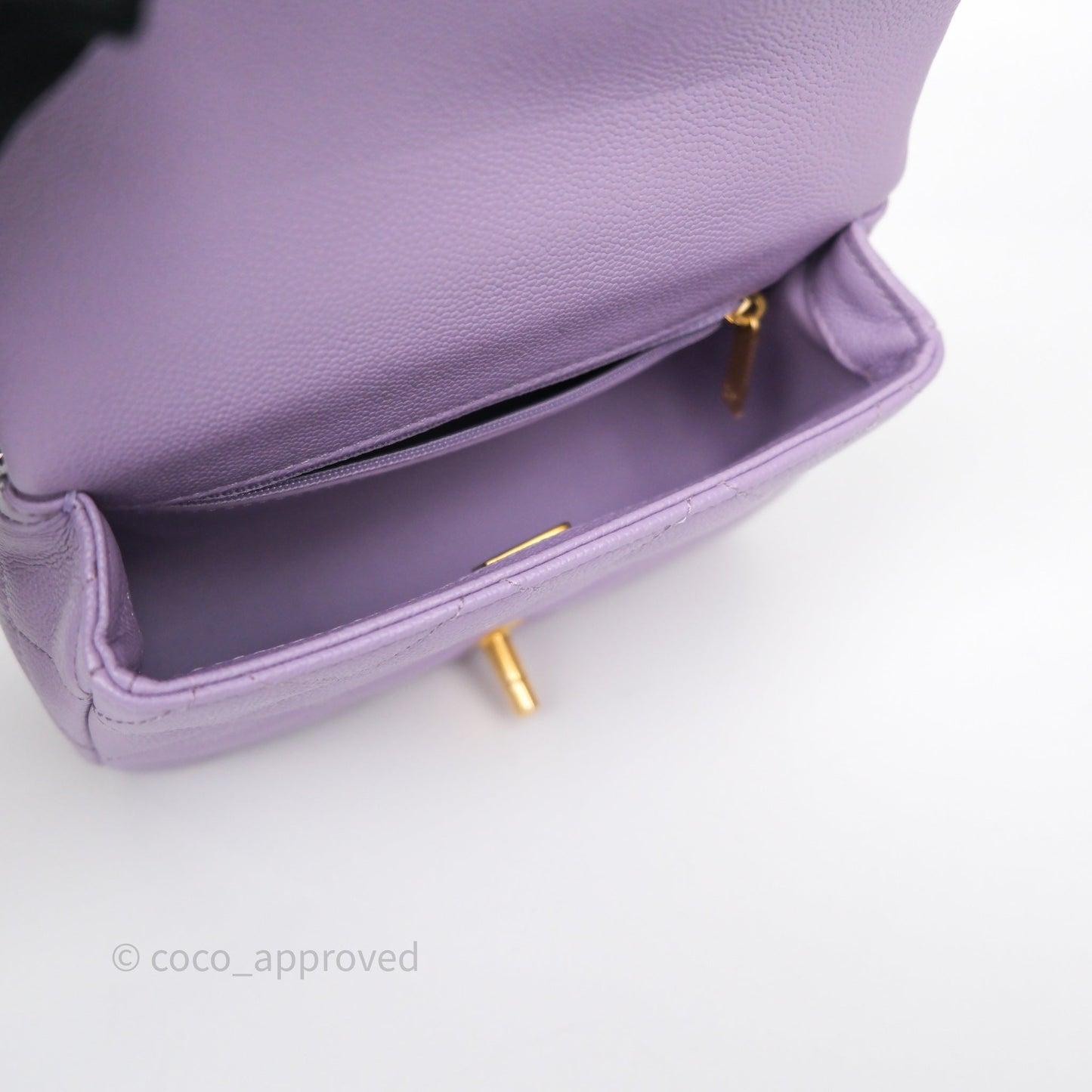 Chanel Heart Crush Mini Flap Bag Lilac Purple Caviar Aged Gold Hardware