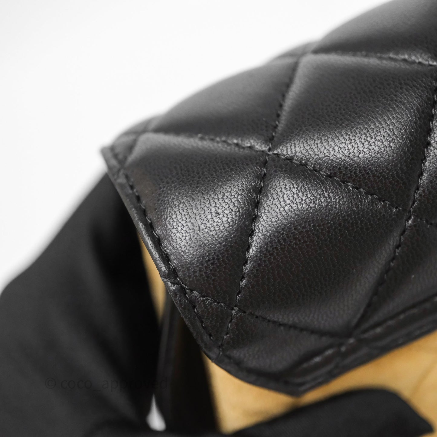 Chanel Mini Flap Bag Camel Suede/ Black Lambskin Gold Hardware