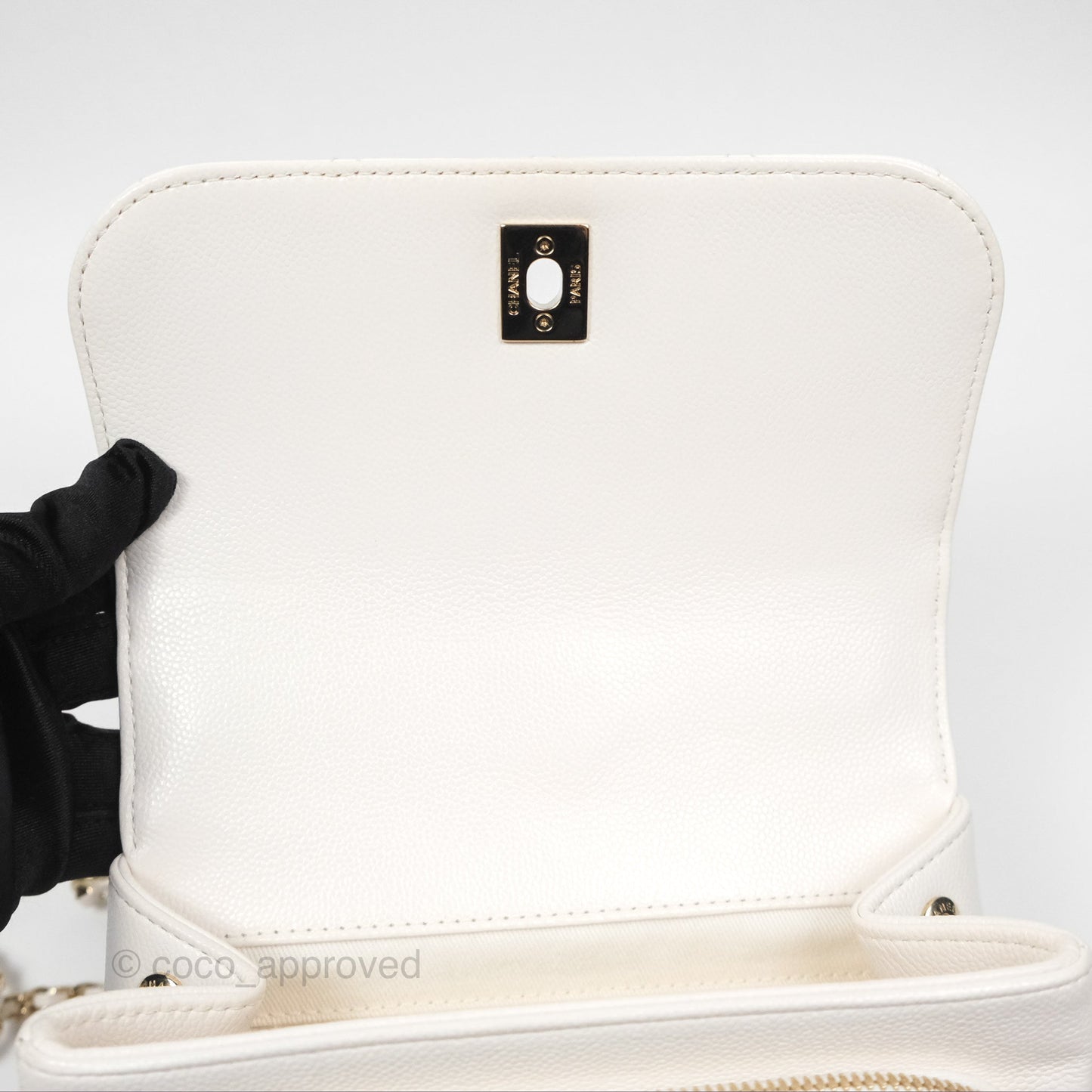 Chanel Quilted Small Business Affinity Flap White Caviar Gold Hardware