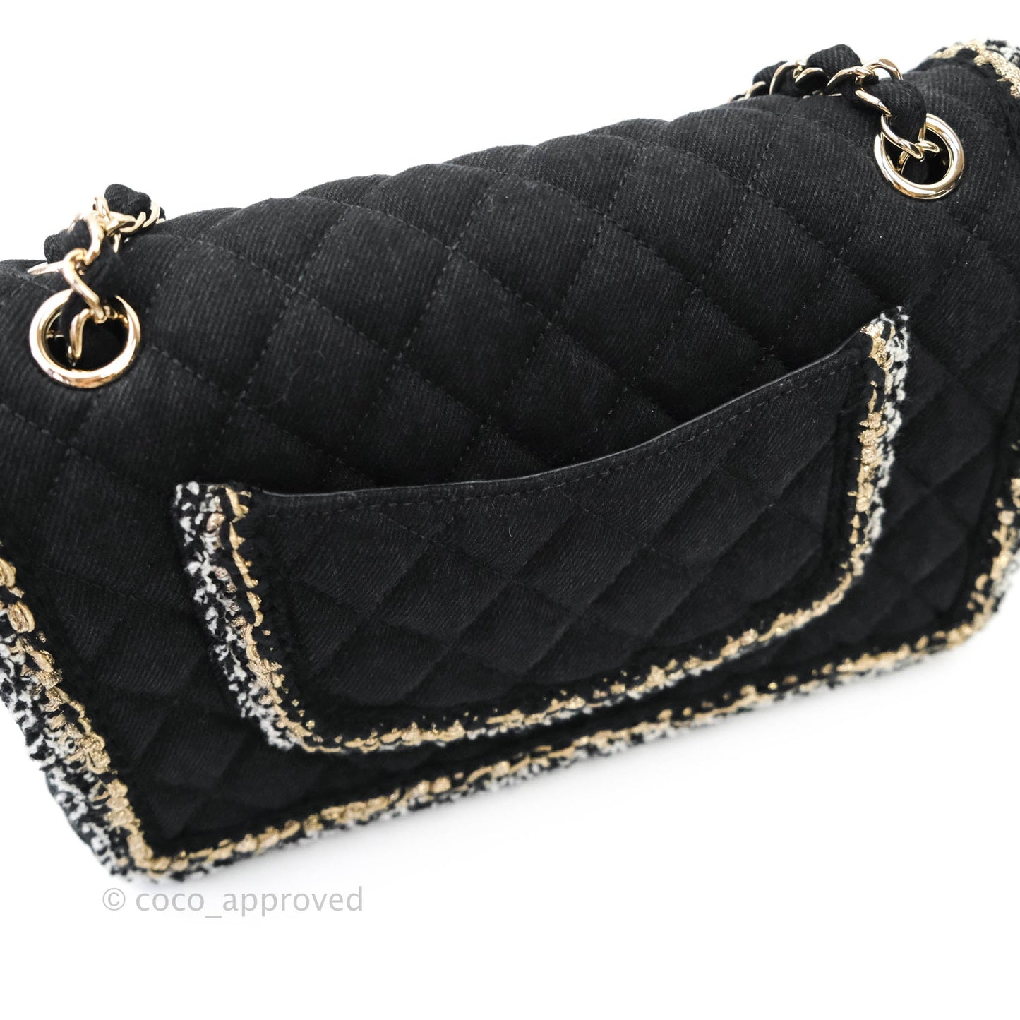Chanel Classic Flap Bag Black Denim Braided Gold Hardware 18A