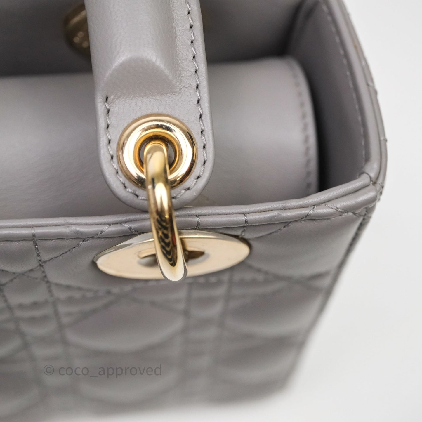 Christian Dior Small Lady Dior Grey Lambskin Gold Hardware