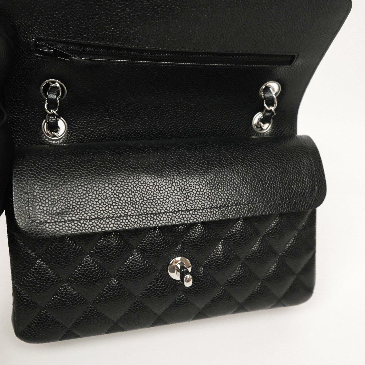 Chanel Small Classic Flap Quilted Black Caviar Silver Hardware