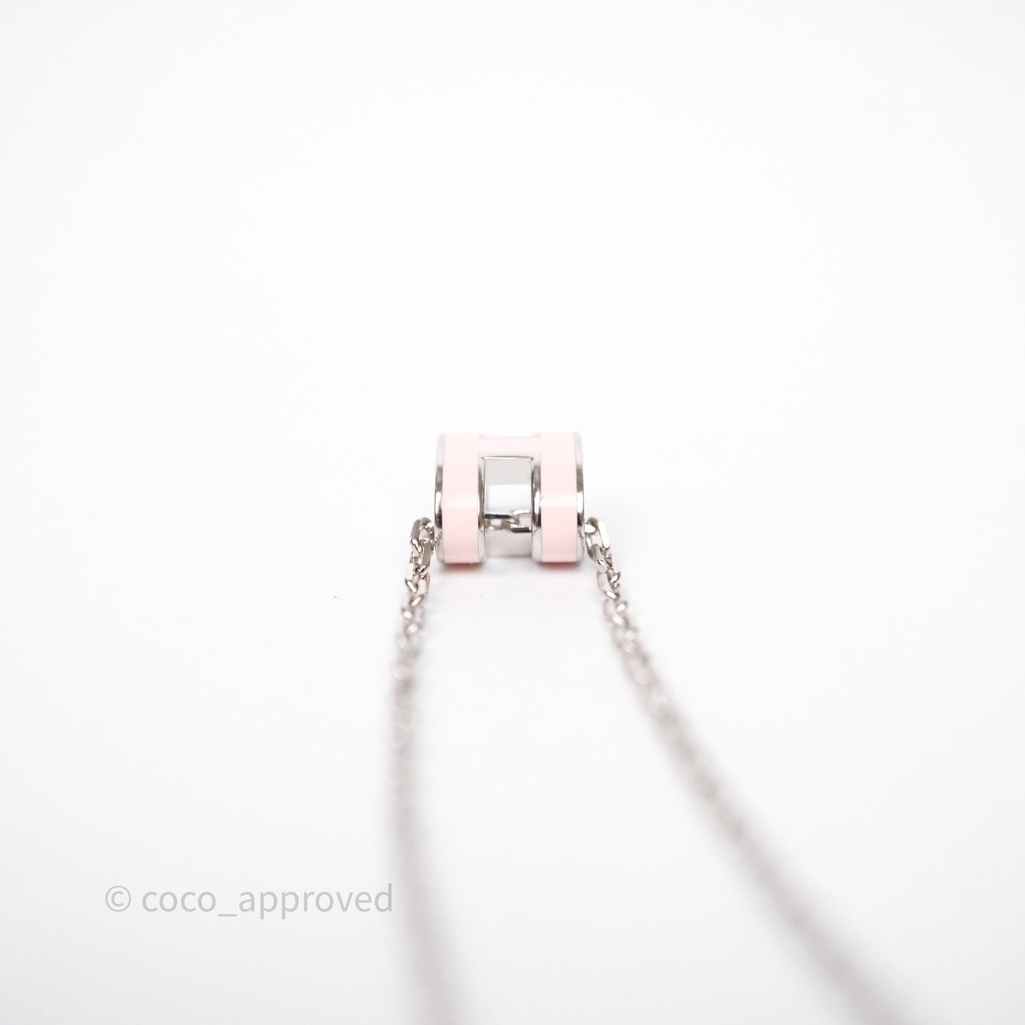 Hermès Mini Pop H Rose Dragee Pendant Necklace Palladium Hardware