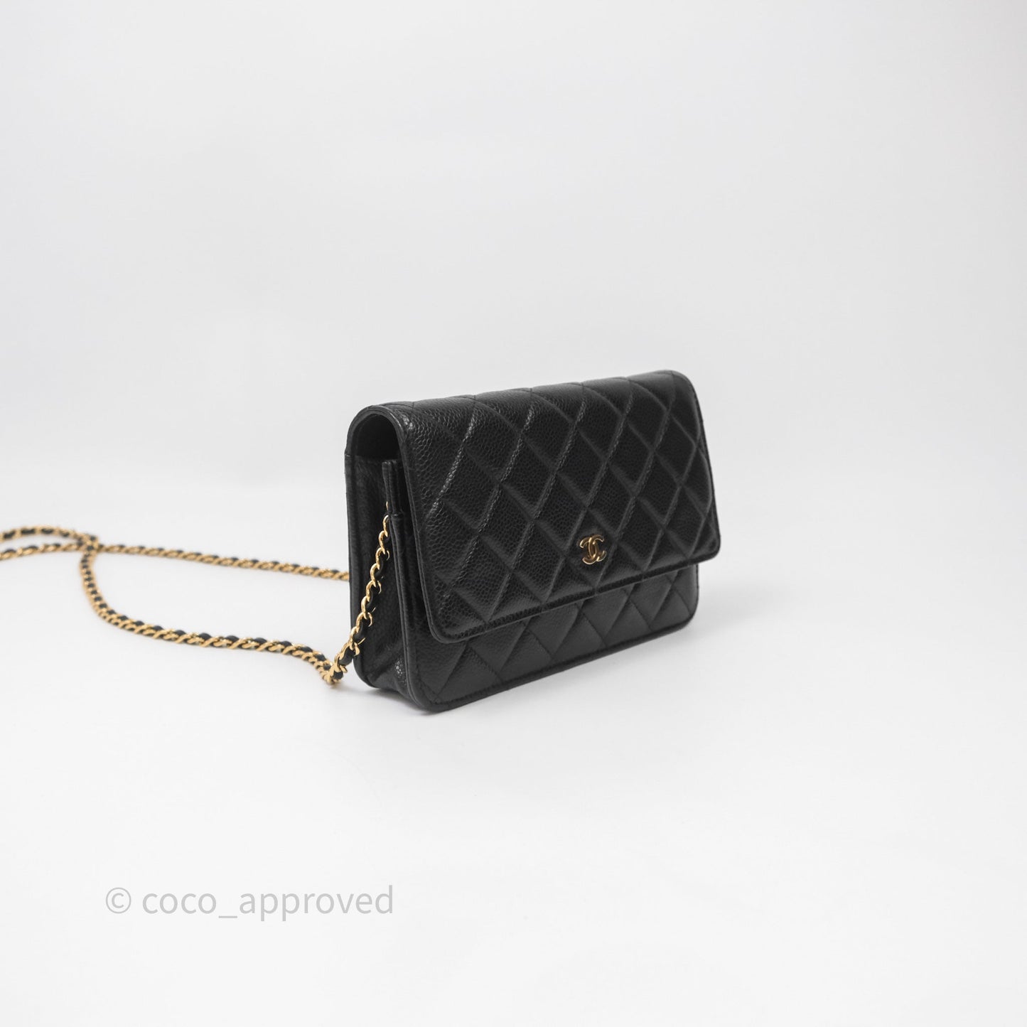 Chanel Quilted WOC Black Caviar Gold Hardware
