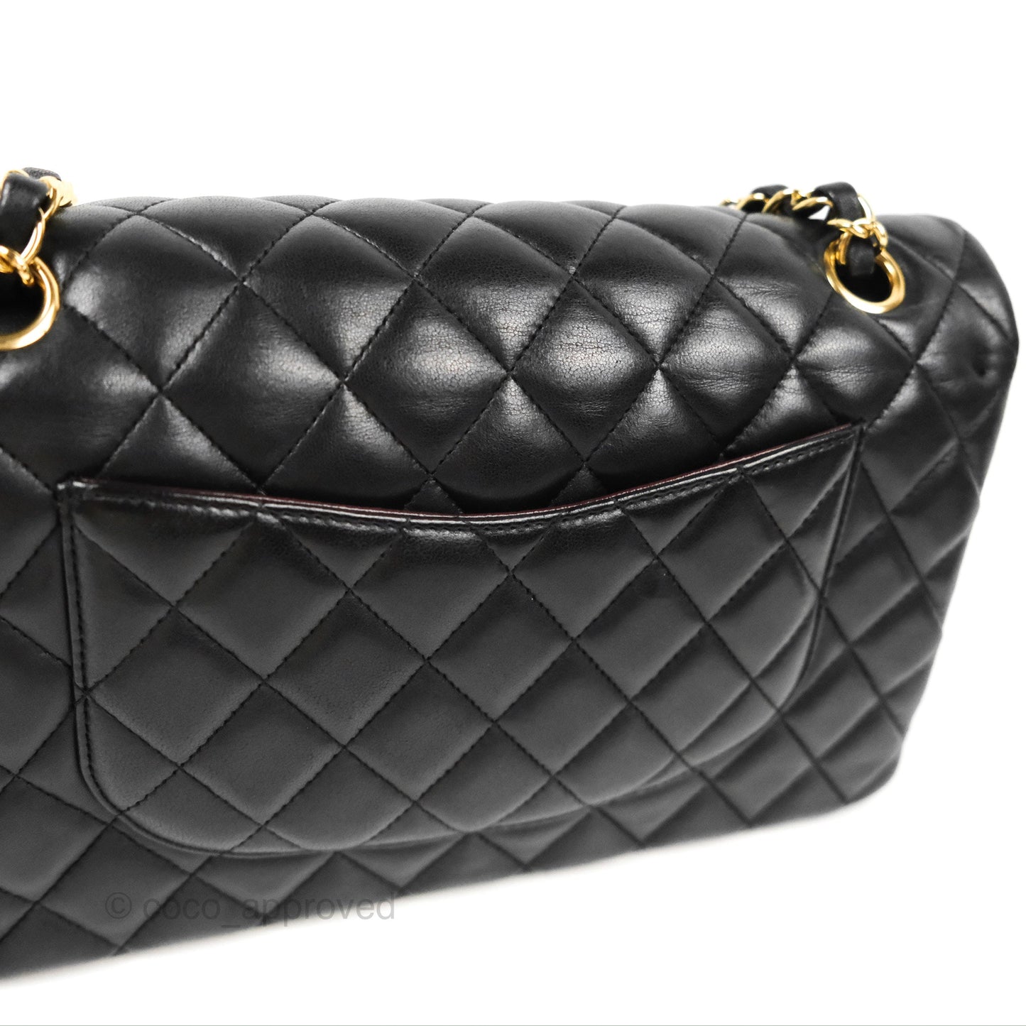 Chanel Classic M/L Medium Flap Quilted Black Lambskin Gold Hardware